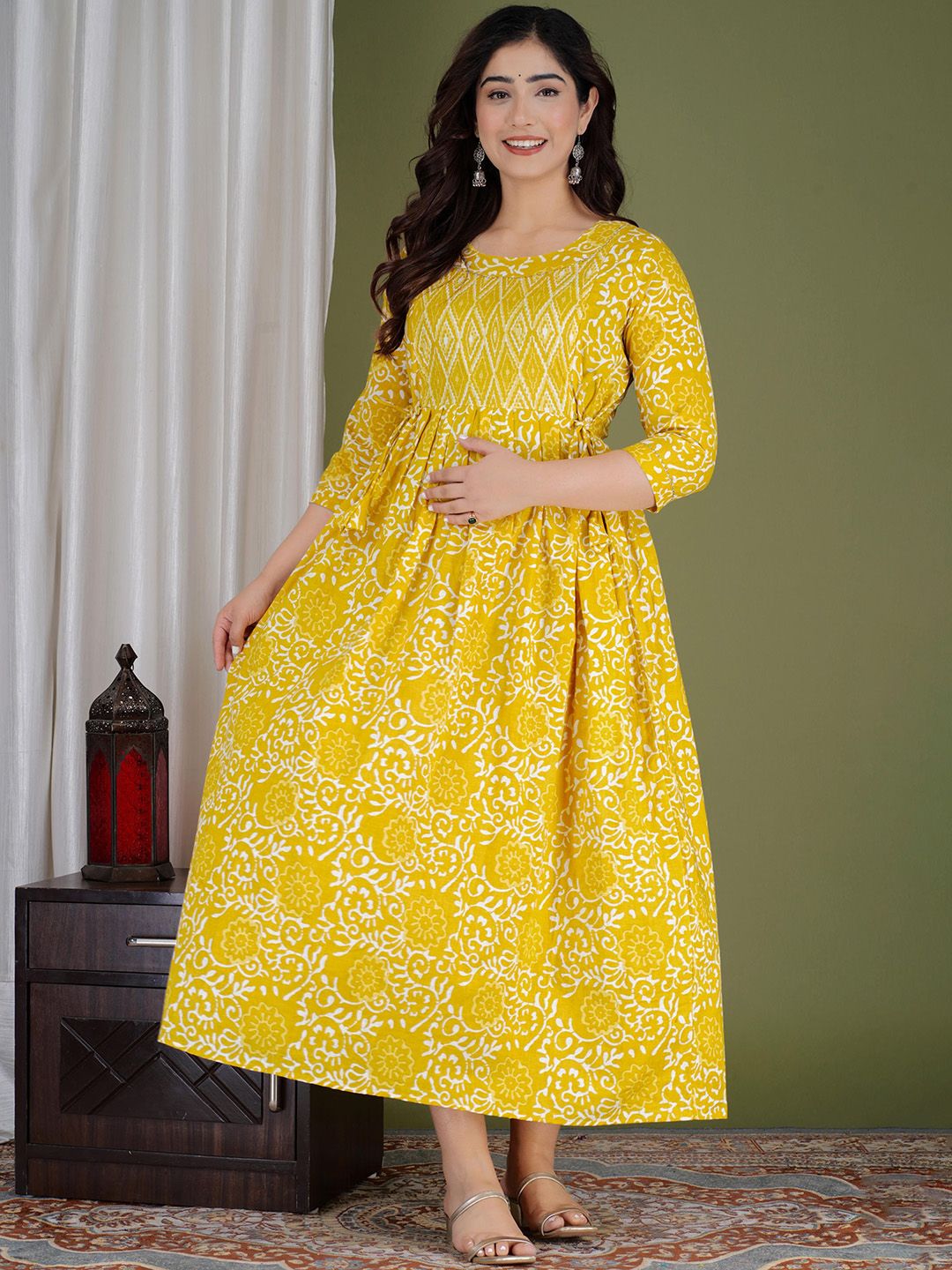 MURLI KURTI Floral Printed Cotton Maternity Ethnic Dresses-picture-20
