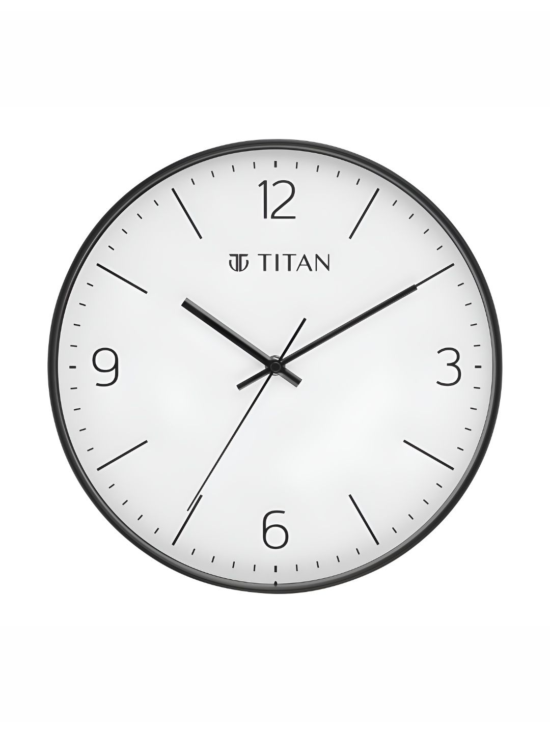 Titan White & Black Printed Contemporary Analogue Round Shaped Wall Clock