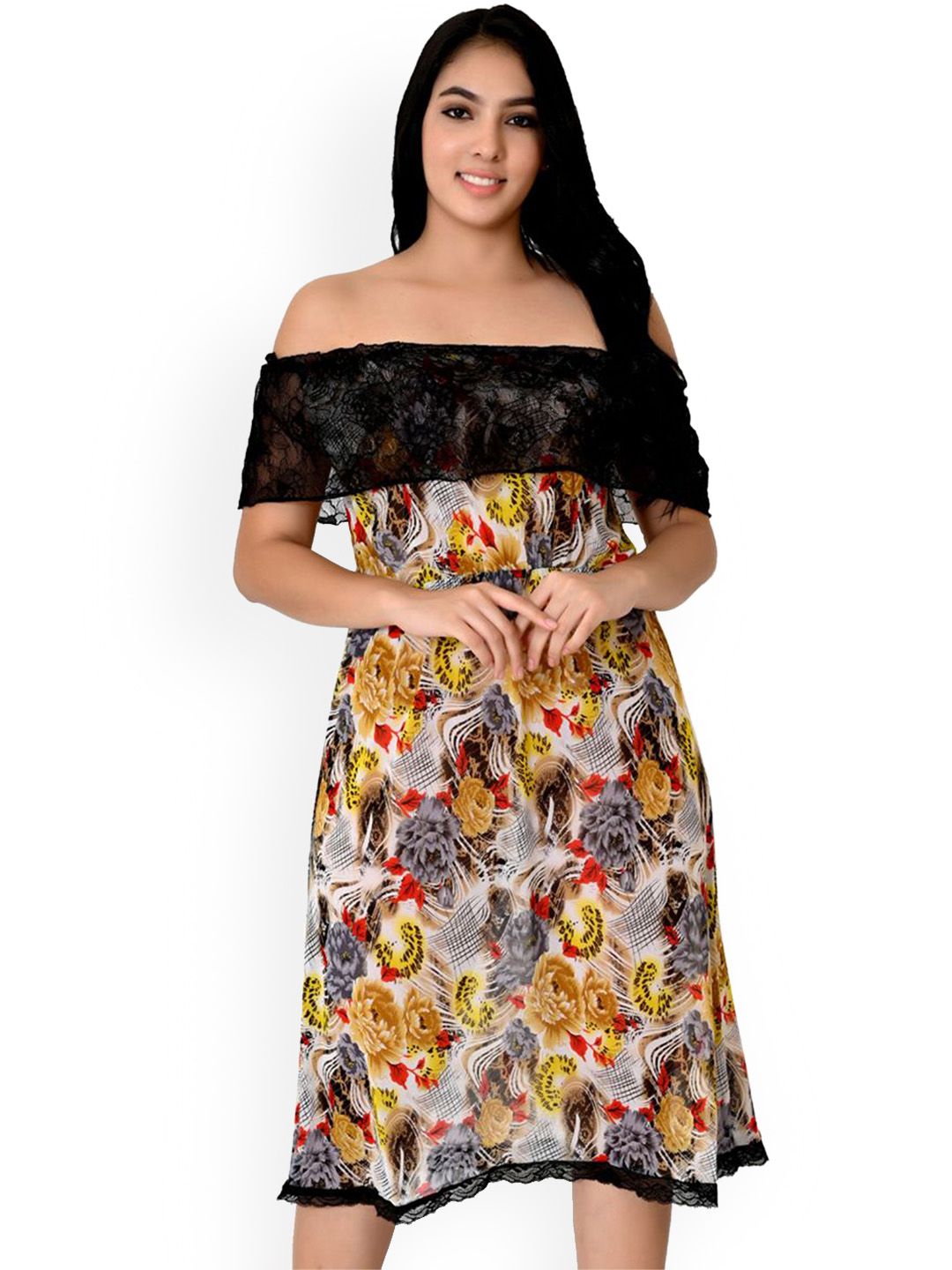 chia fashions Off Shoulder Floral Nightdress-picture-35