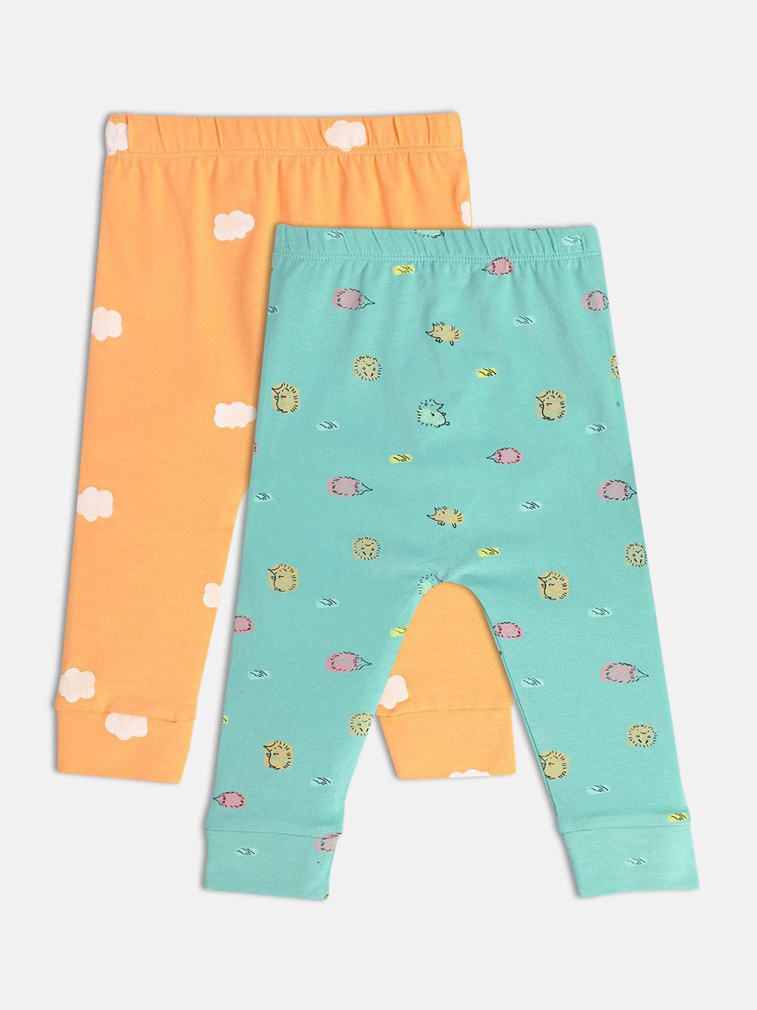 MINI KLUB Girls Pack Of 2 Printed Pure Cotton Ankle-Length Leggings-picture-49