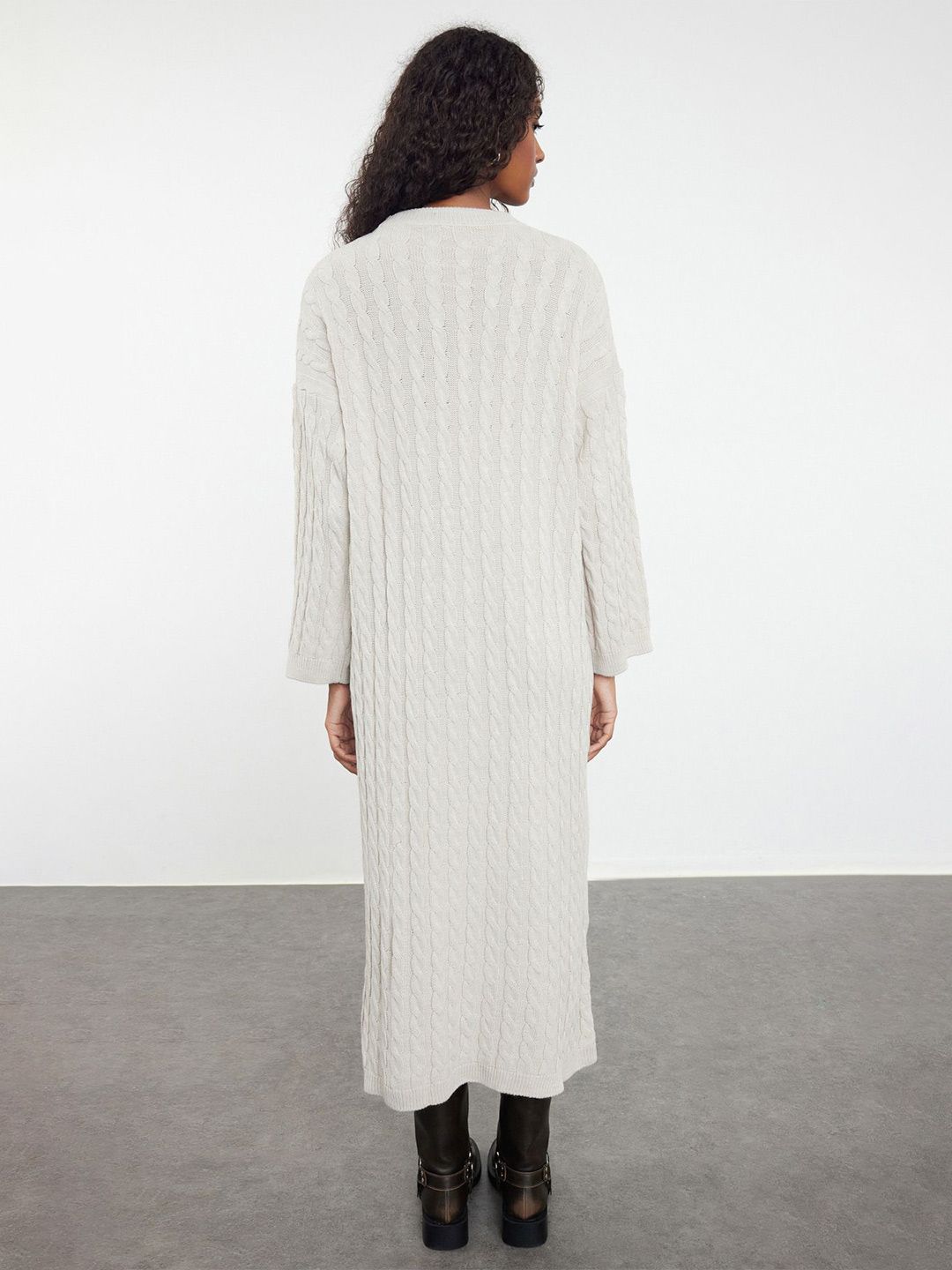 Long Sleeve Midi Lycra A - Line Regular Casual Dress ber20y5111