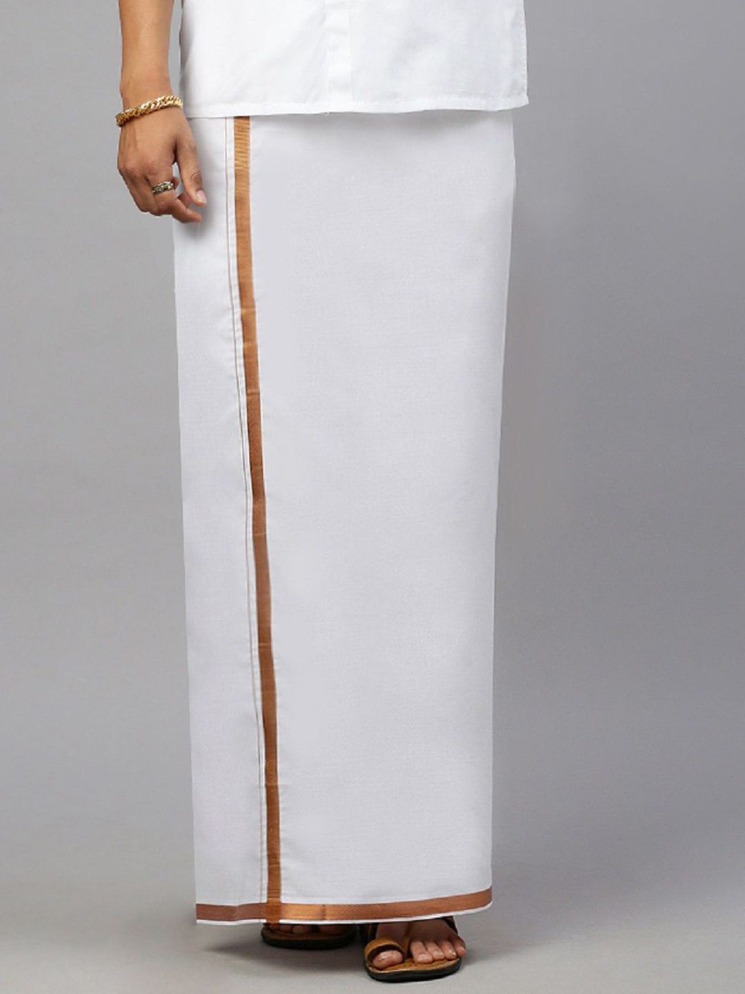 Ramraj Men Cotton Zari Border Double Dhoti-picture-45