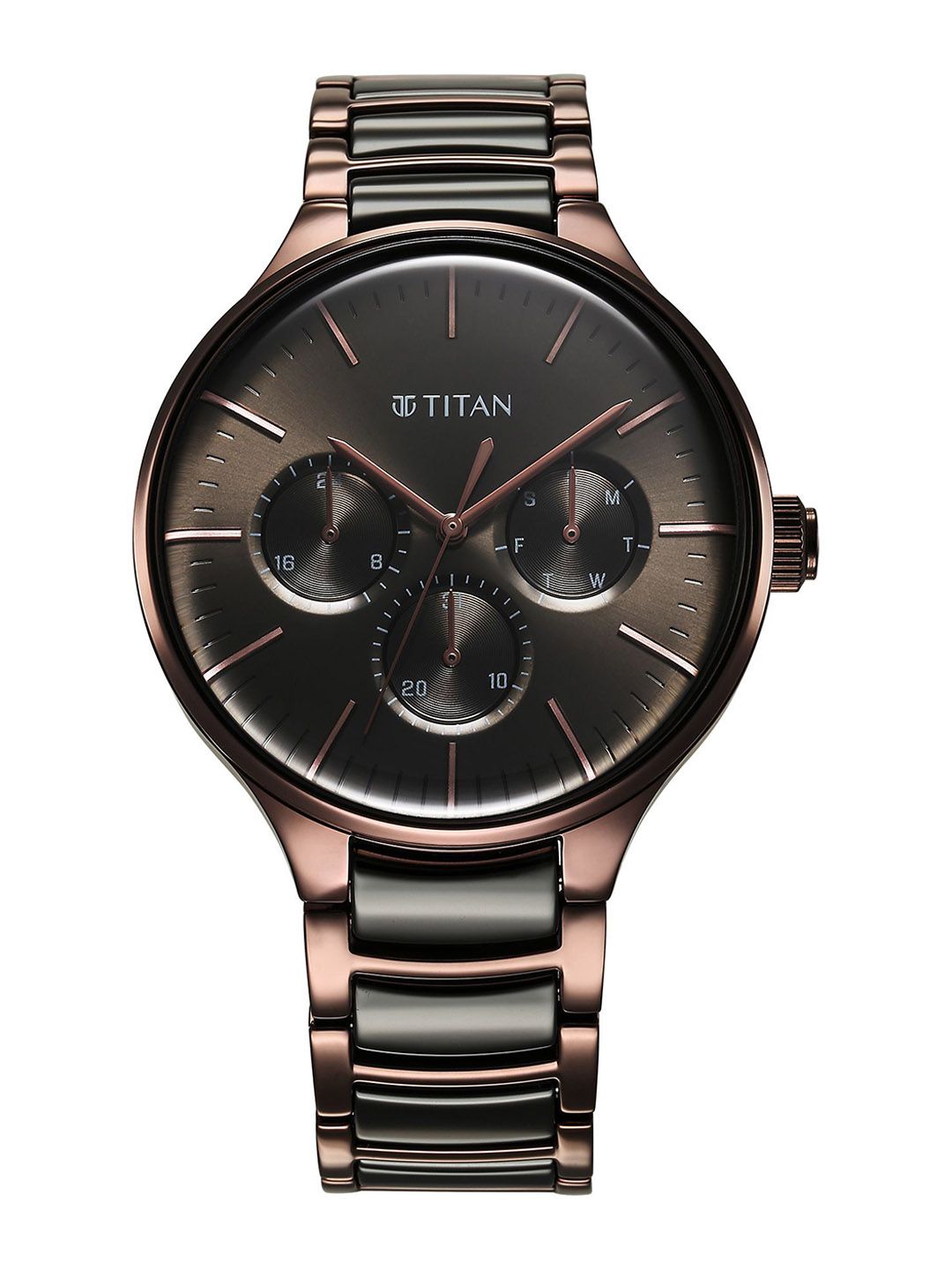 Titan Men Dial & Stainless Steel Bracelet Style Straps Analogue Multi Function Watch 90148KD05-image-33