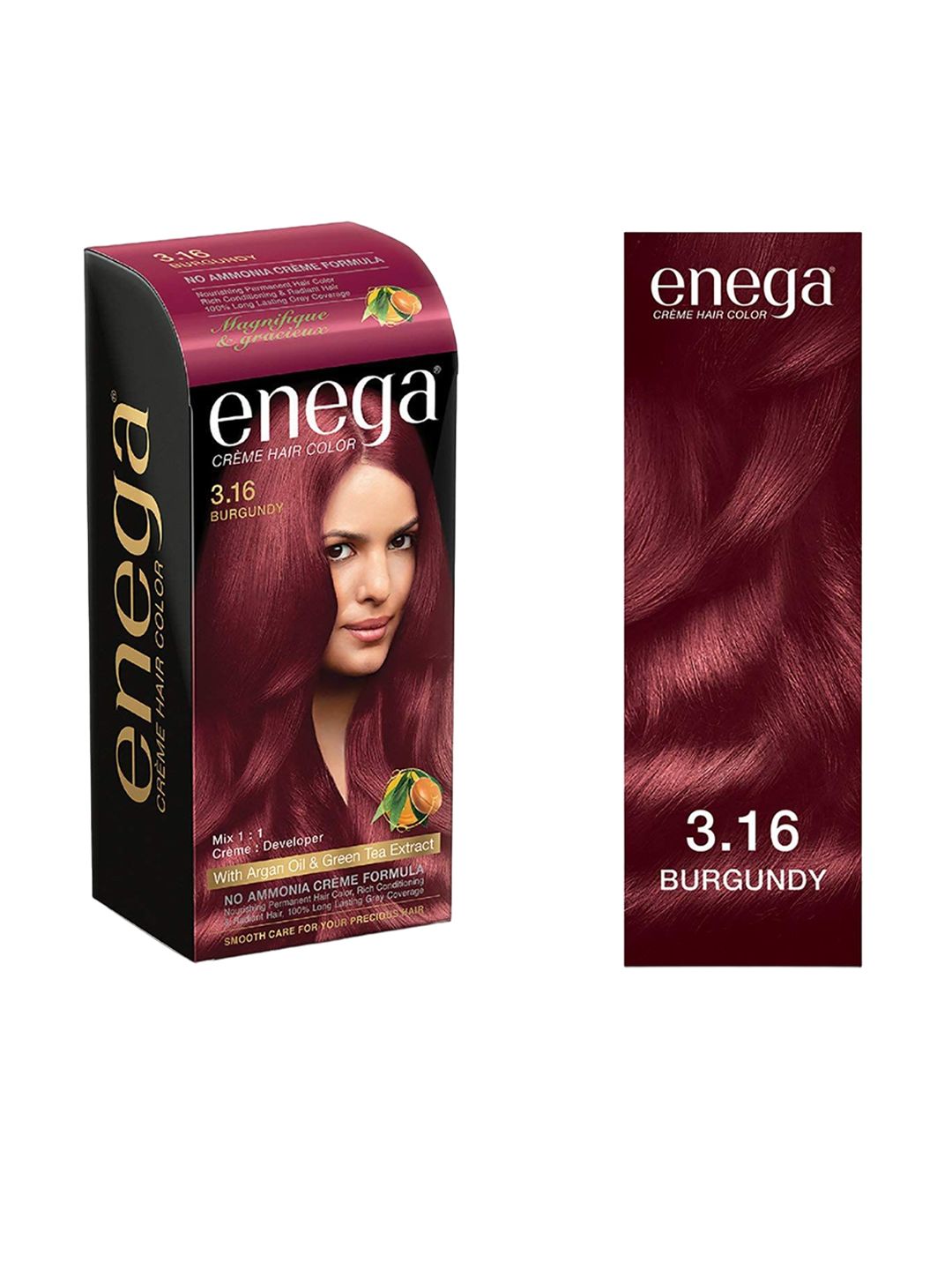 Enega Creme Hair Color With Argan Oil & Green Tea Extract 150ml - Burgundy 3.16-image-39