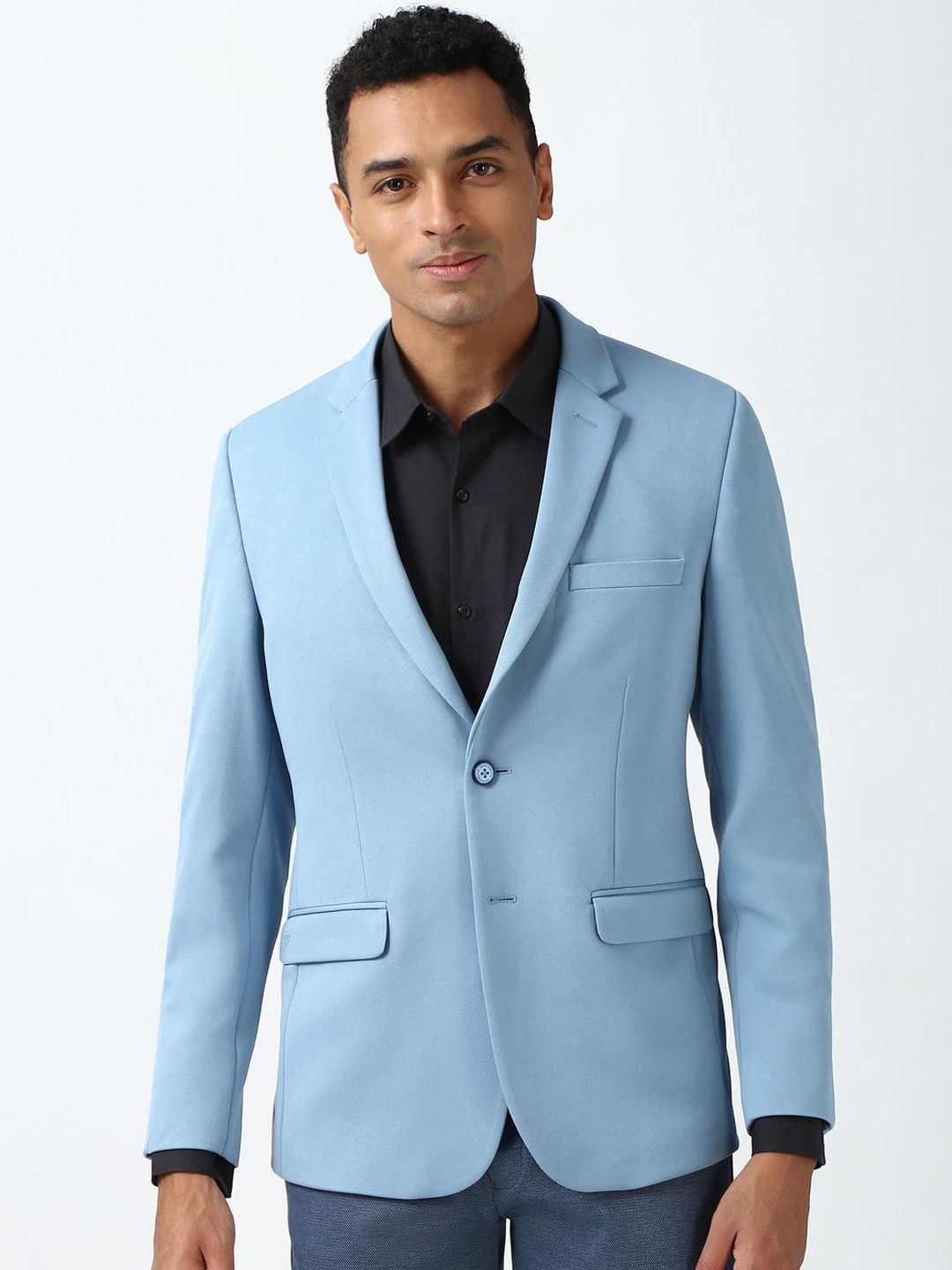Peter England Elite Textured Slim Fit Single Breasted Formal Blazers-picture-17