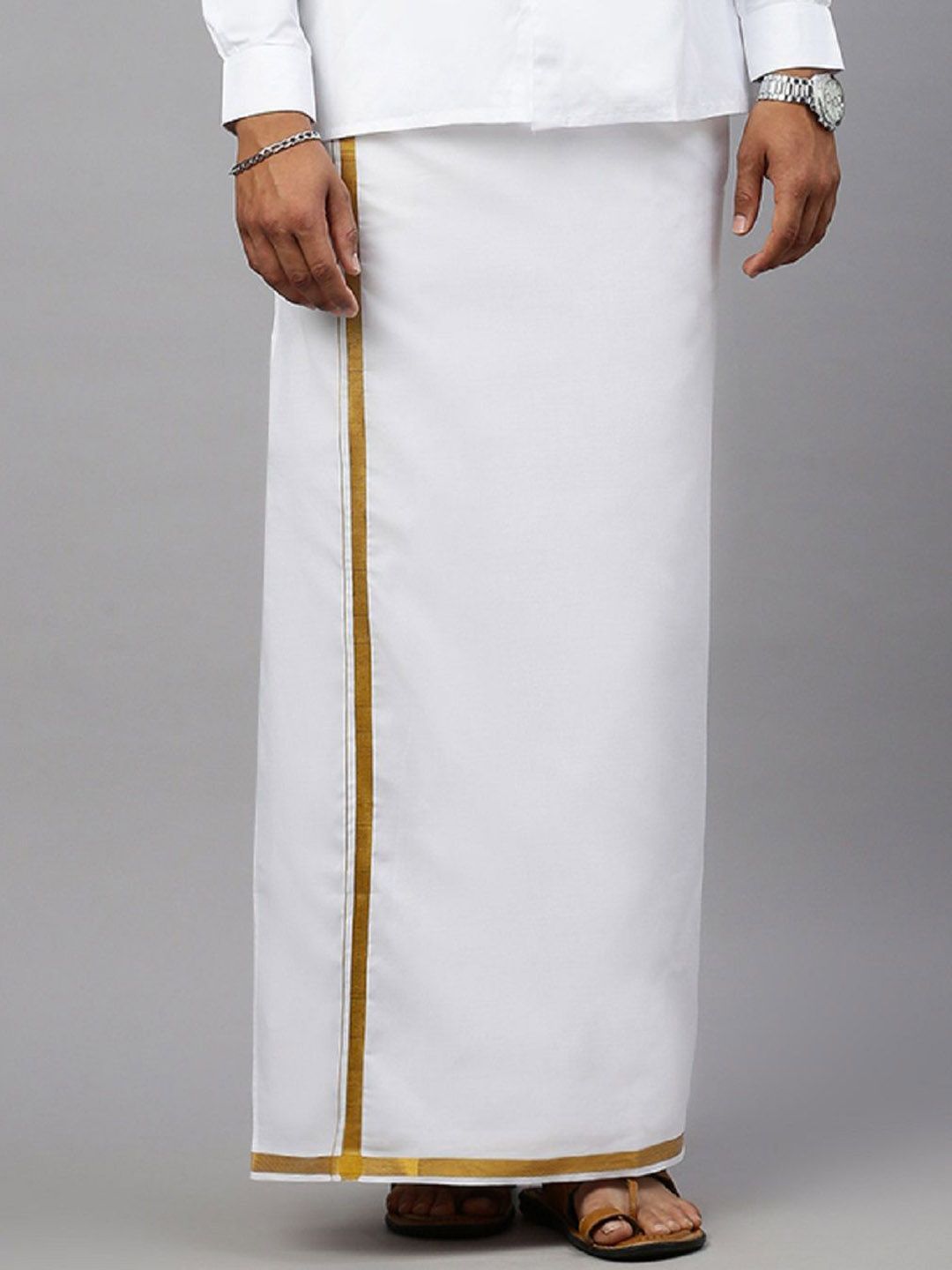 Ramraj Men Pure Cotton Zari Border Dhoti-image-8