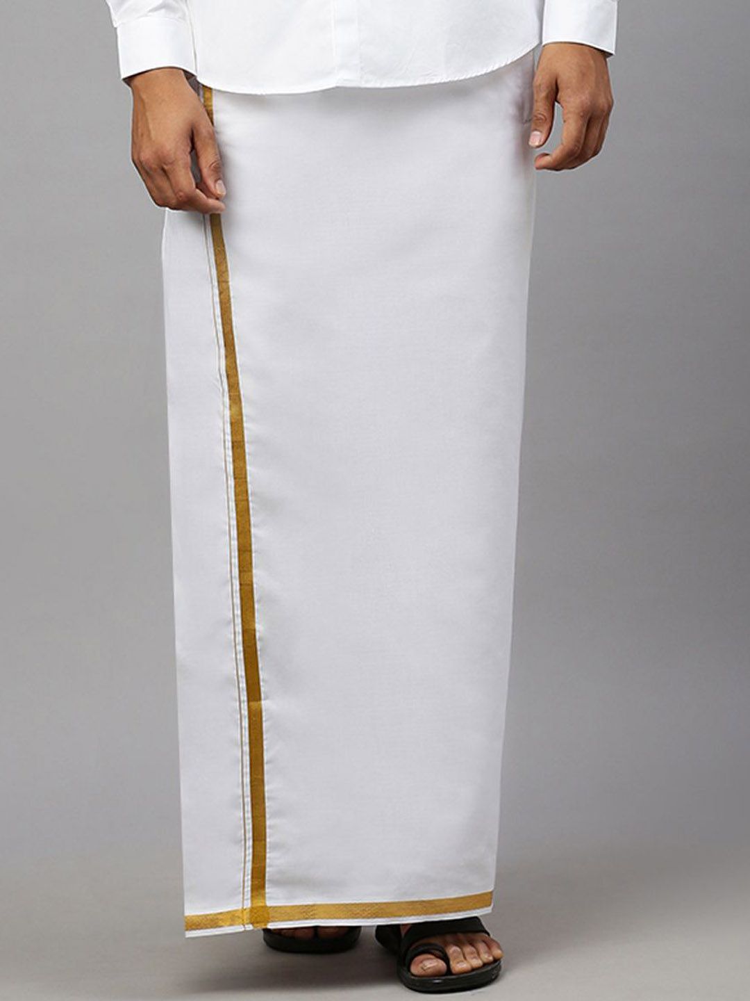 Ramraj Men Pure Cotton Readymade Pocket Dhoti with Golden Zari Border-picture-29
