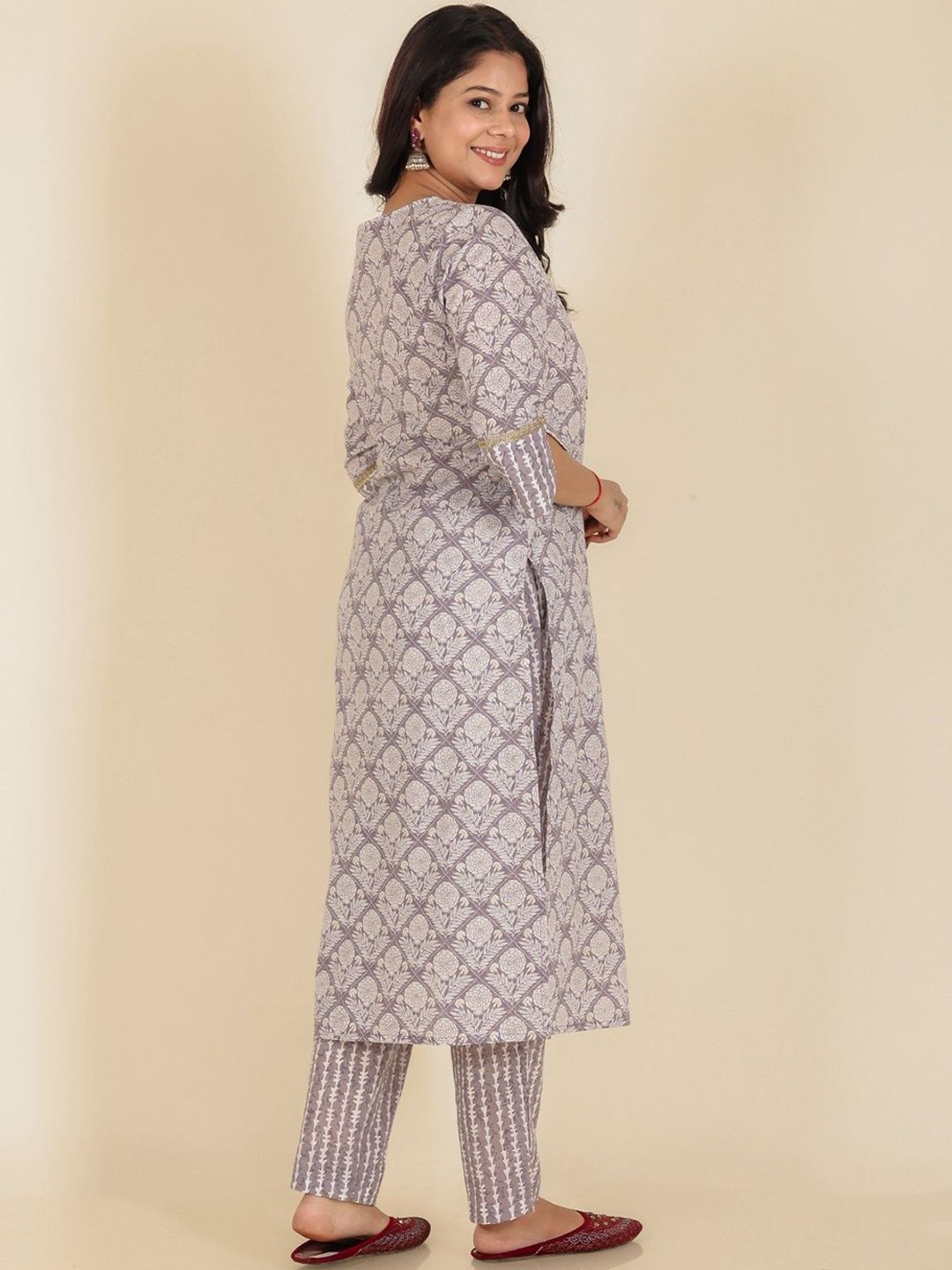 Grey Yarn Dyed Pure Cotton Straight Kurta and Trouser Set