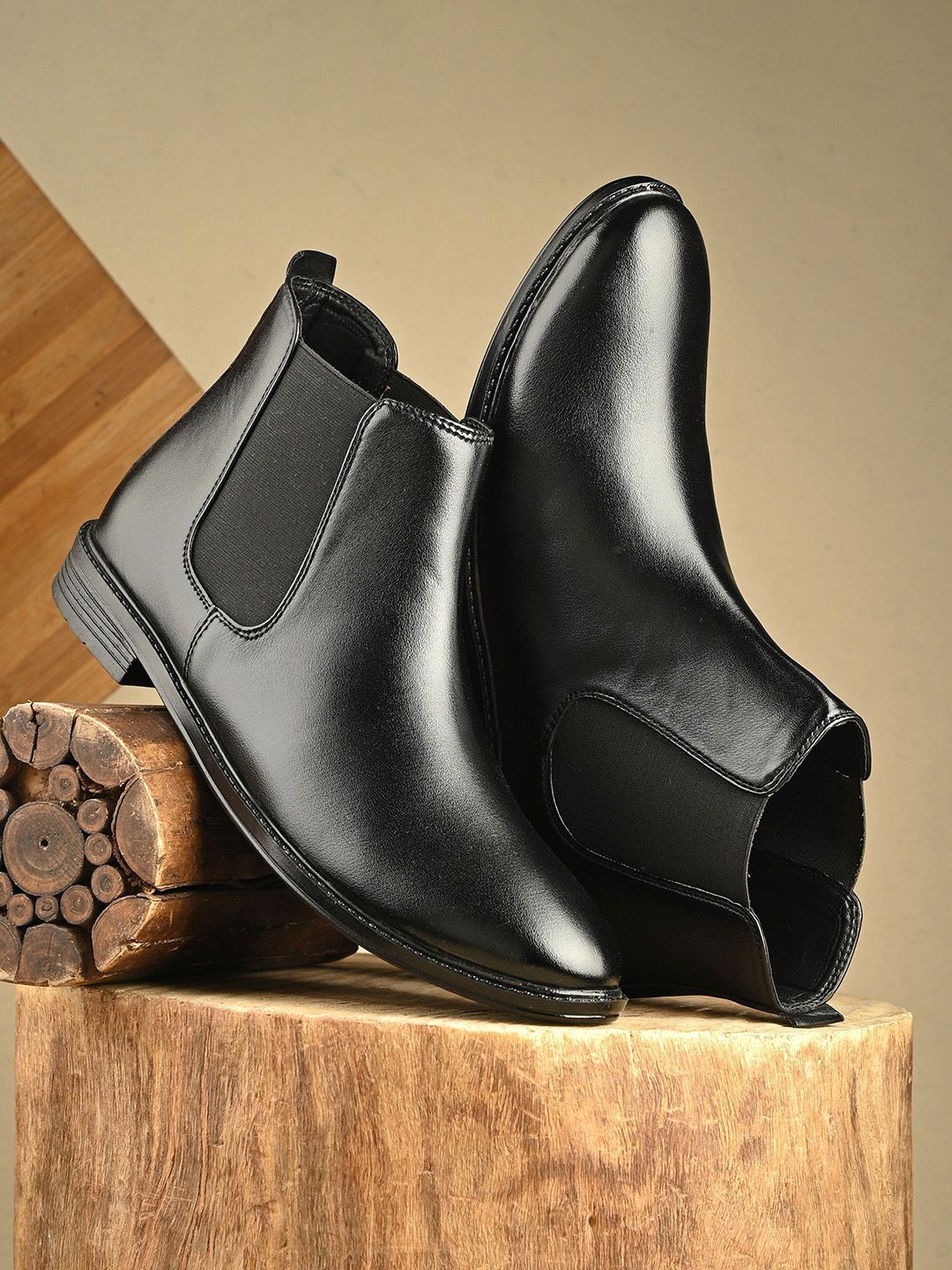 aadi Men Platform Round Toe Mid-Top Chelsea Boots