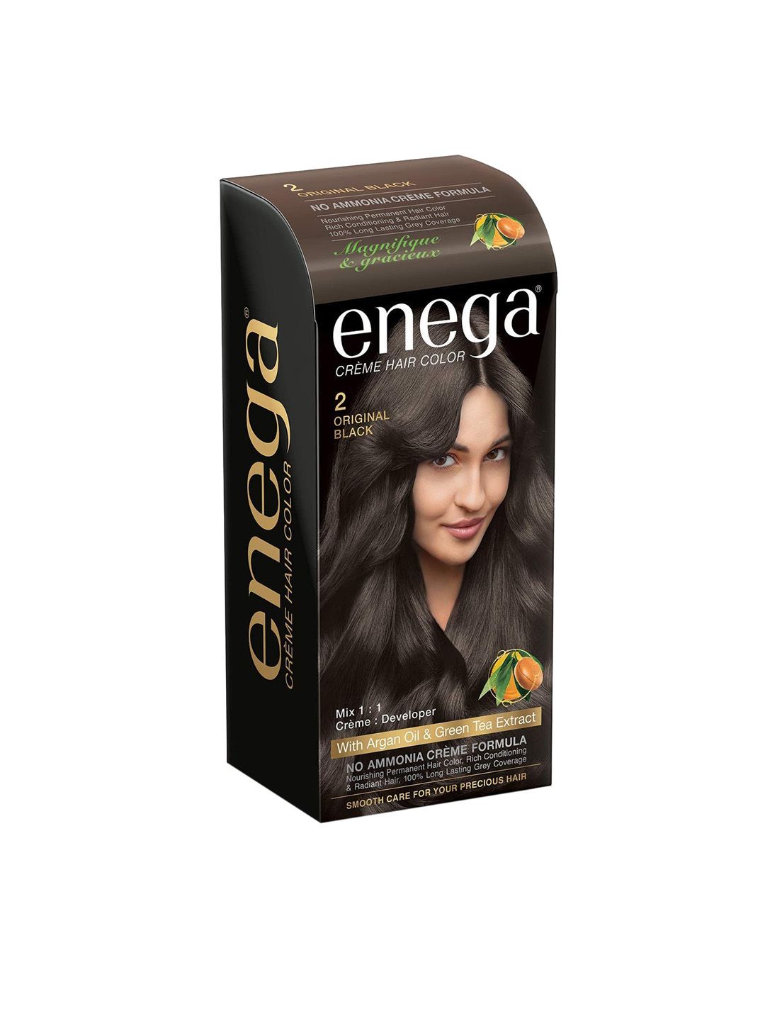 Enega Creme Hair Color With Argan Oil & Green Tea Extract 150ml - Original Black 2-image-37