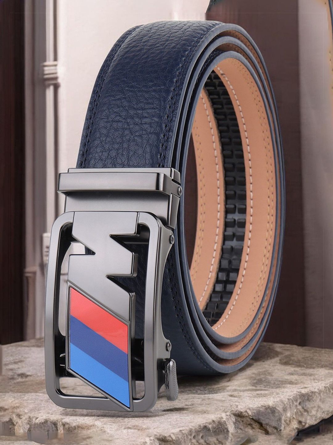 INVICTUS Men Slider Buckle Closure Textured Casual Belt-picture-56