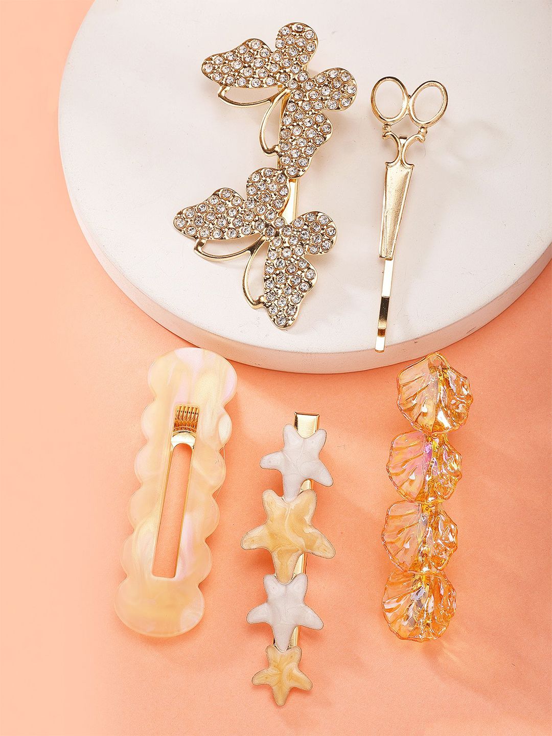 Bohey by KARATCART Women Set of 5 Embellished Alligator Hair Clip-image-25