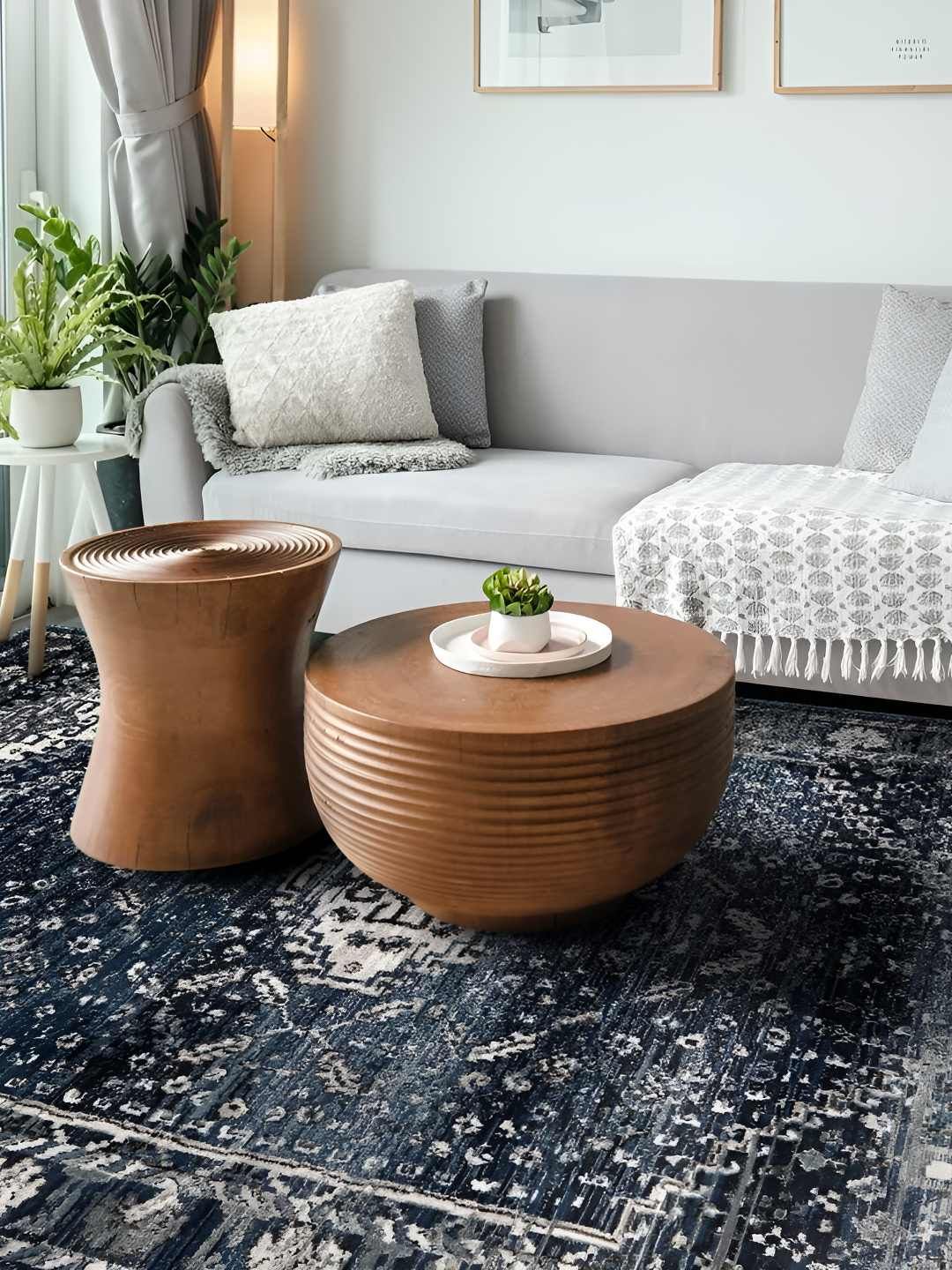 Sapana Carpet-Mats Navy Blue Traditional No Shredding Polypropylene Carpet-picture-36