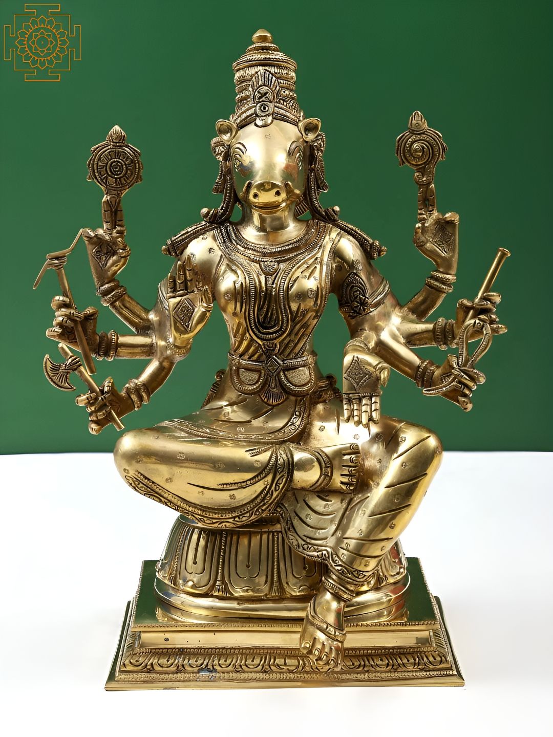 Exotic India Gold Toned Religious Brass Idol Showpiece-picture-23