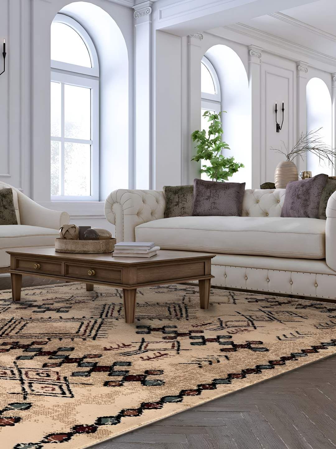 Sapana Carpet-Mats Beige Traditional No Shredding Polypropylene Carpet-picture-12