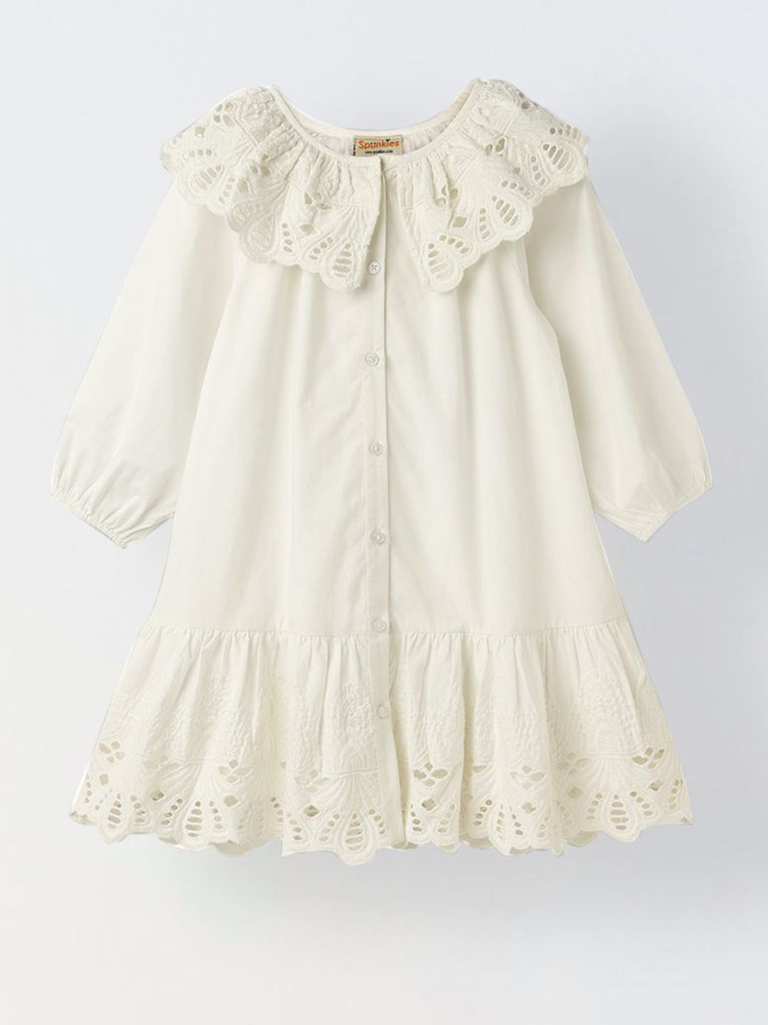 SPUNKIES Puff Sleeve Drop-Waist Dress