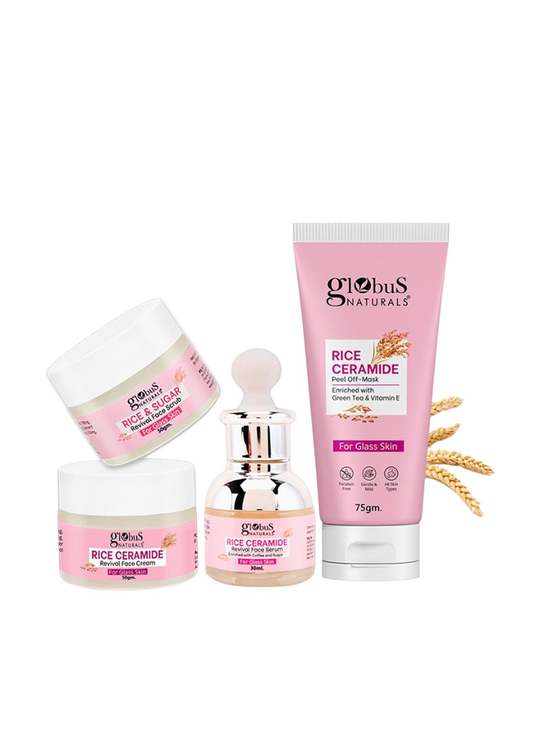 Globus naturals Set Of 4 Rice Ceramide Face Scrub-Serum-Cream & Peel Off Mask-image-31