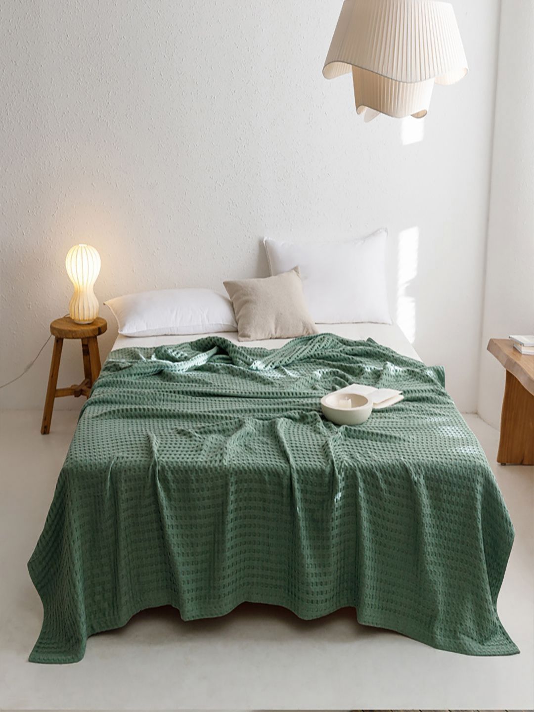 JC HOME Green Geometric AC Room 300 GSM Single Bed Quilt-picture-38