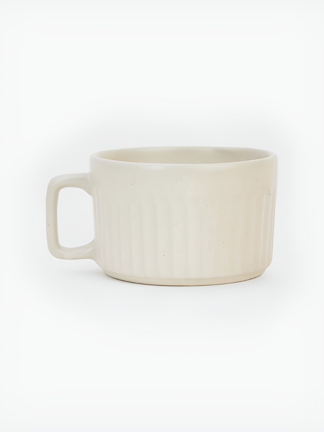Fabindia Idika White Textured Ceramic Glossy Cup 250 ml-image-1