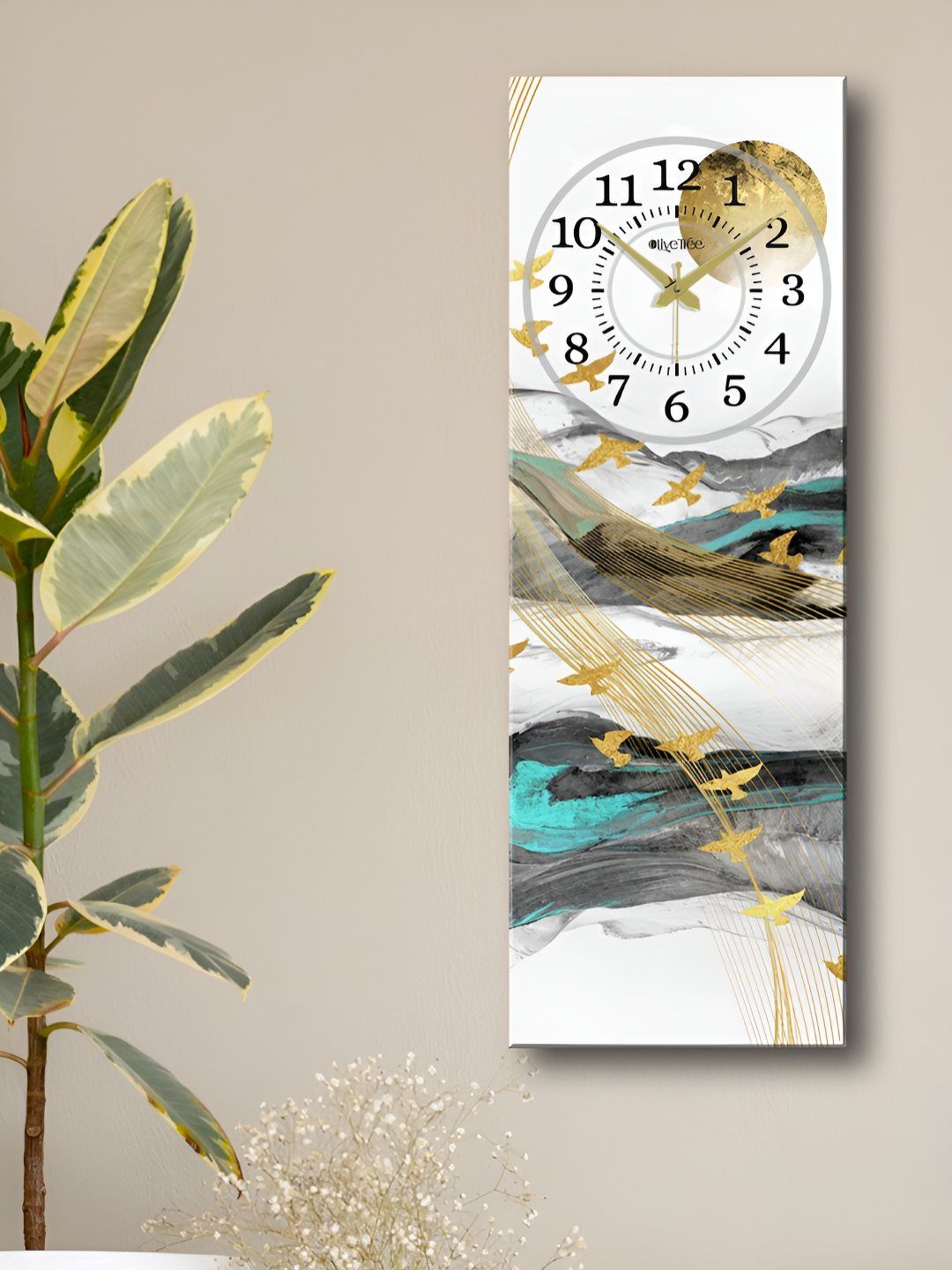 OLIVE TREE Olive Tree Wooden White & Gold-Toned Printed Contemporary Wall Clock-picture-26