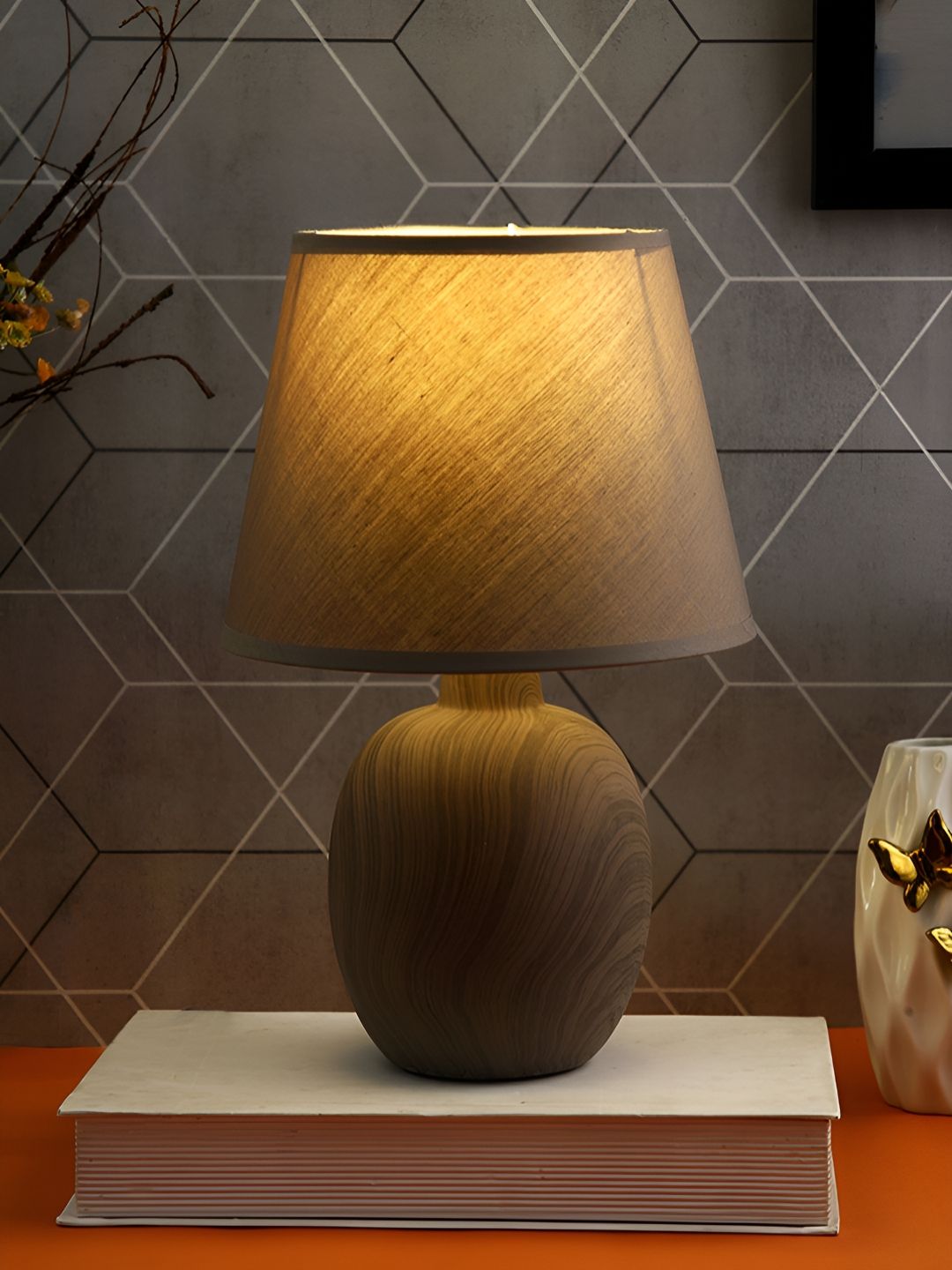 TAYHAA Brown Ceramic Quirky Frusturical Shaped Table Lamp-picture-11