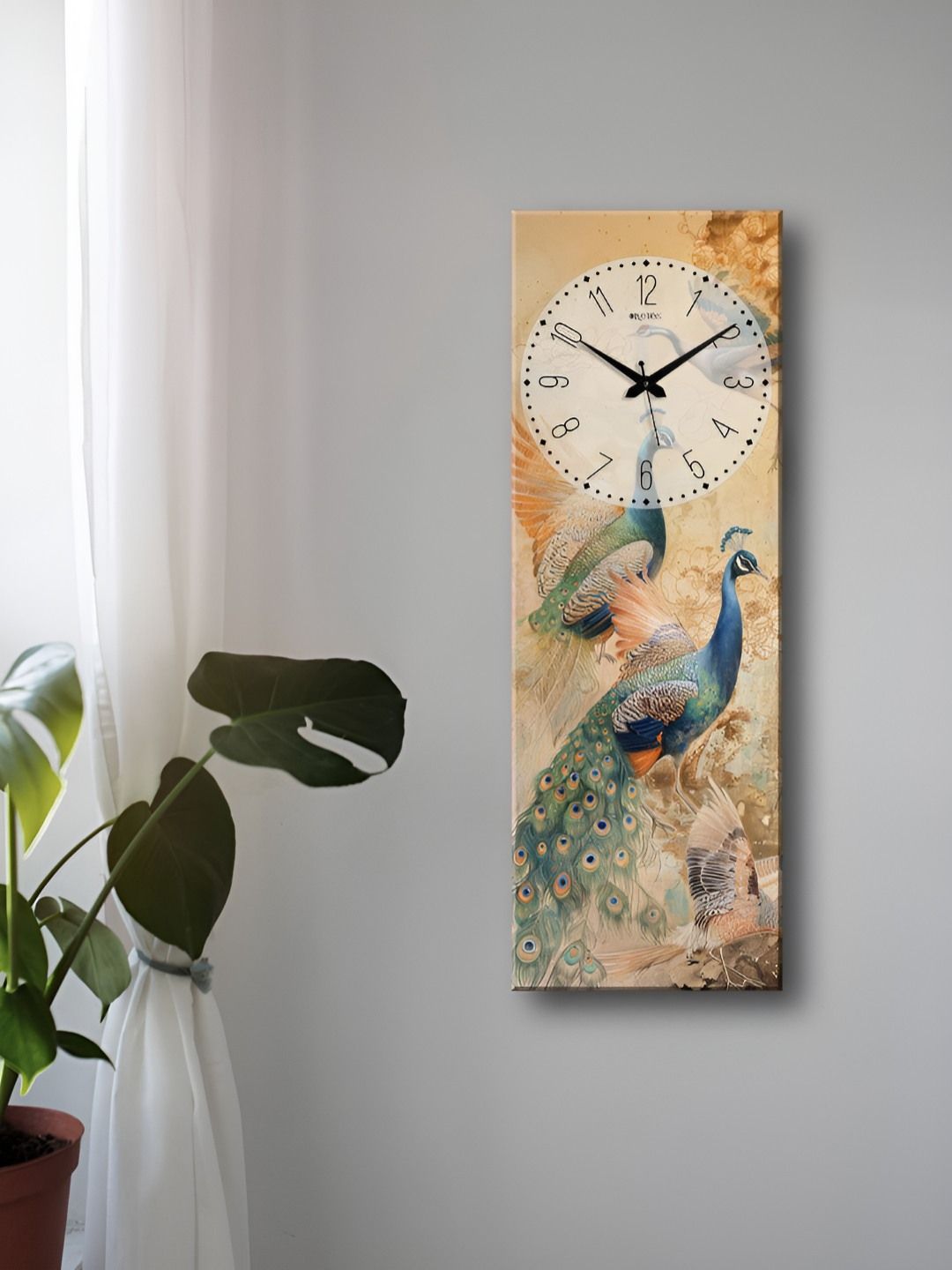 OLIVE TREE Beige & Blue Wooden Tic-Toc Movement Wall Clock-picture-14