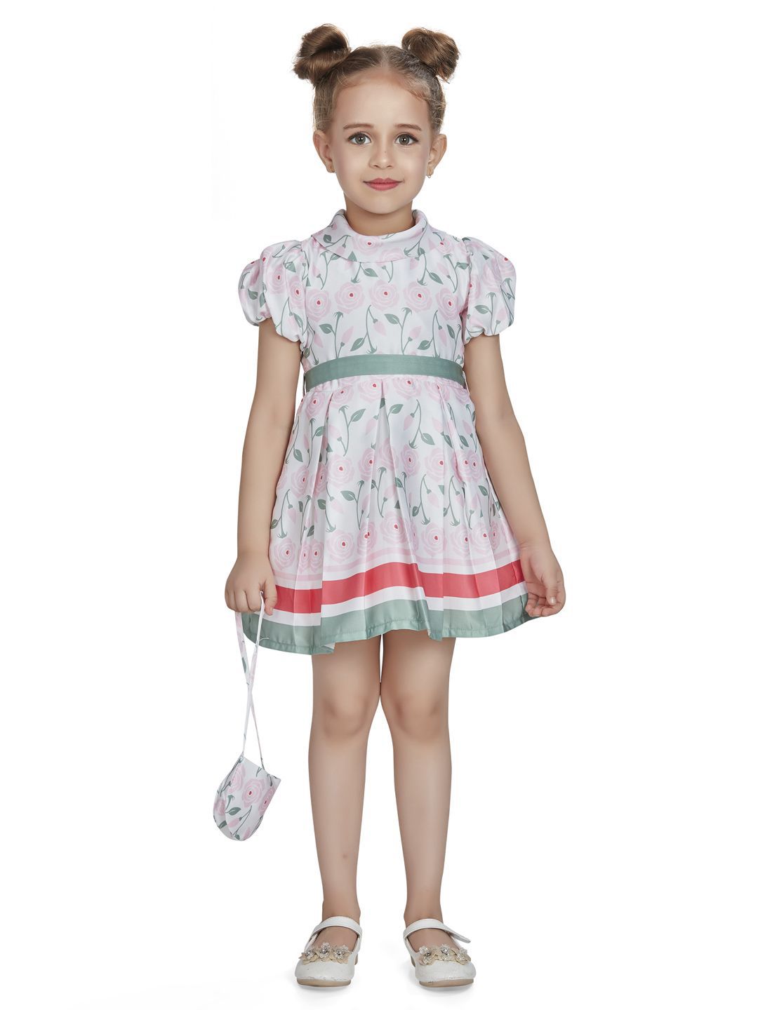 Peppermint Floral Print Puff Sleeve Fit & Flare Dress-picture-53