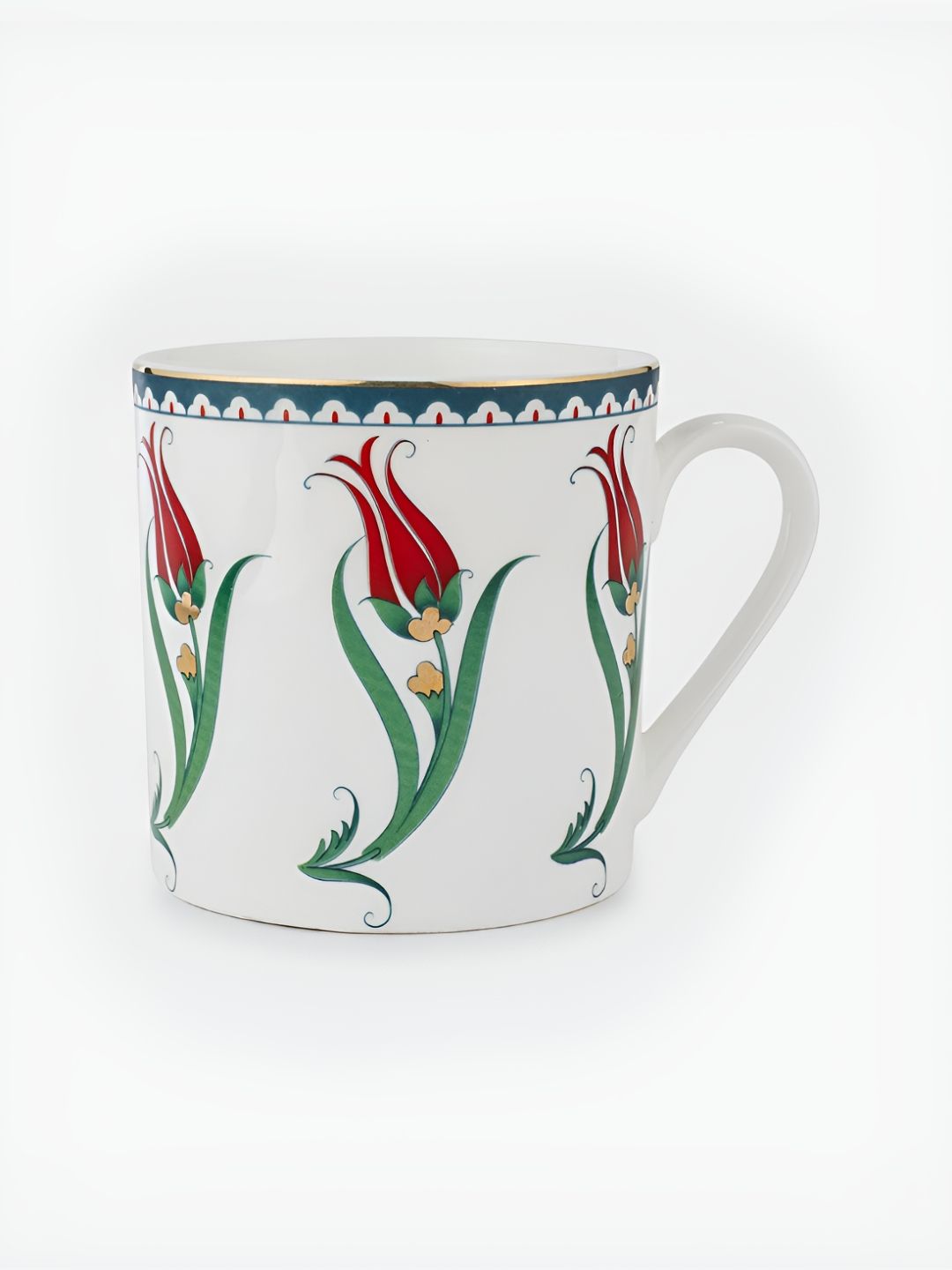 Fabindia Decaled Avasa 2 Pieces White & Green Floral Printed Ceramic Mug-image-38