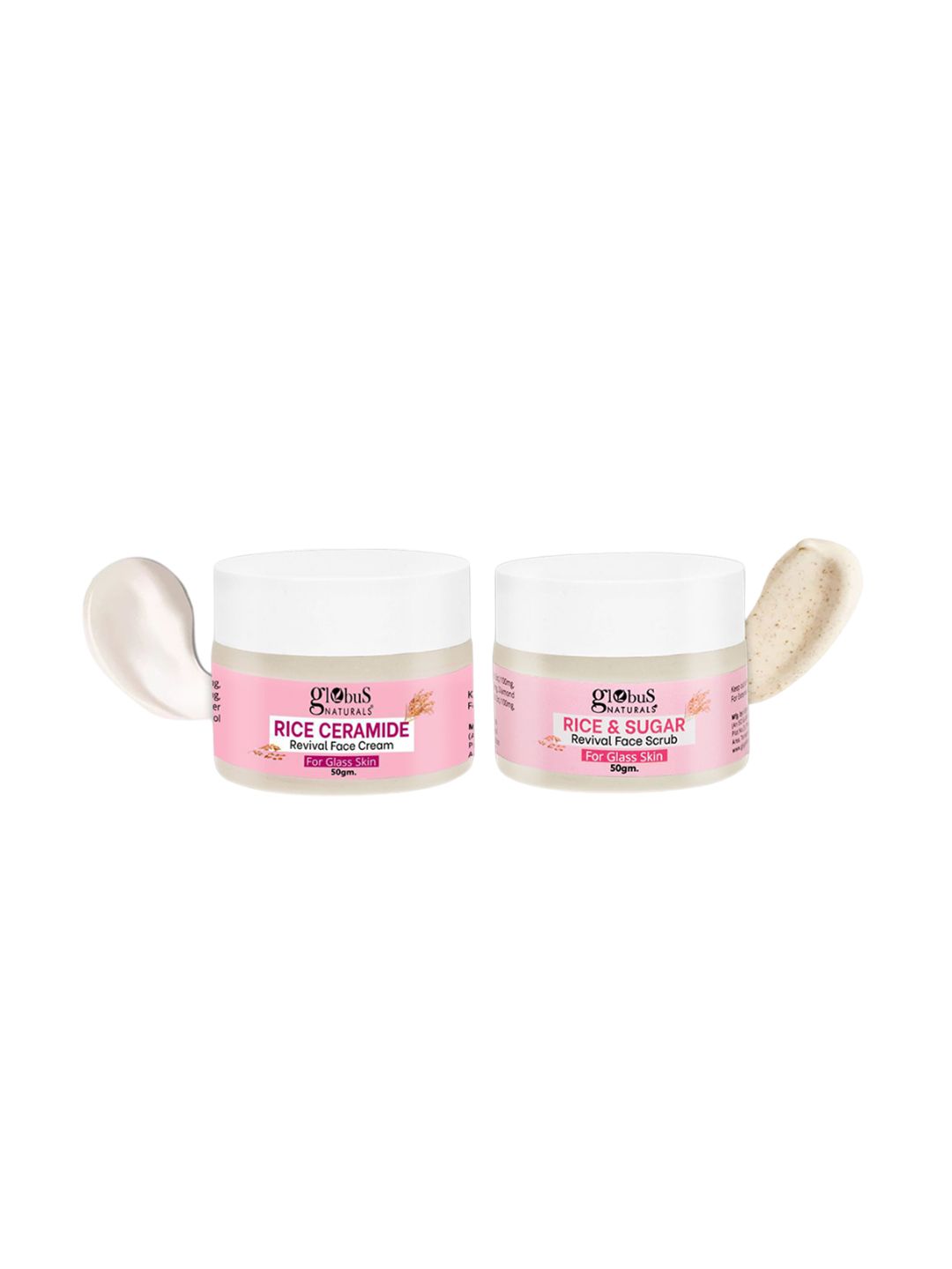 Globus naturals Set Of 2 Rice Ceramid Face Cream -50g & Face Scrub-50g-image-43