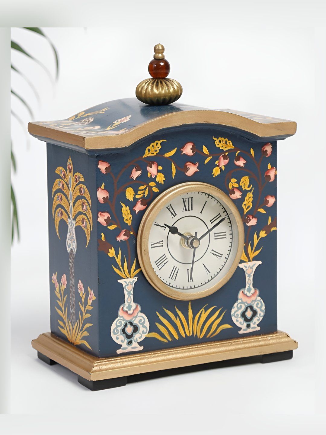 Fabindia pashav Blue & White Printed Geometric Contemporary Table Clock