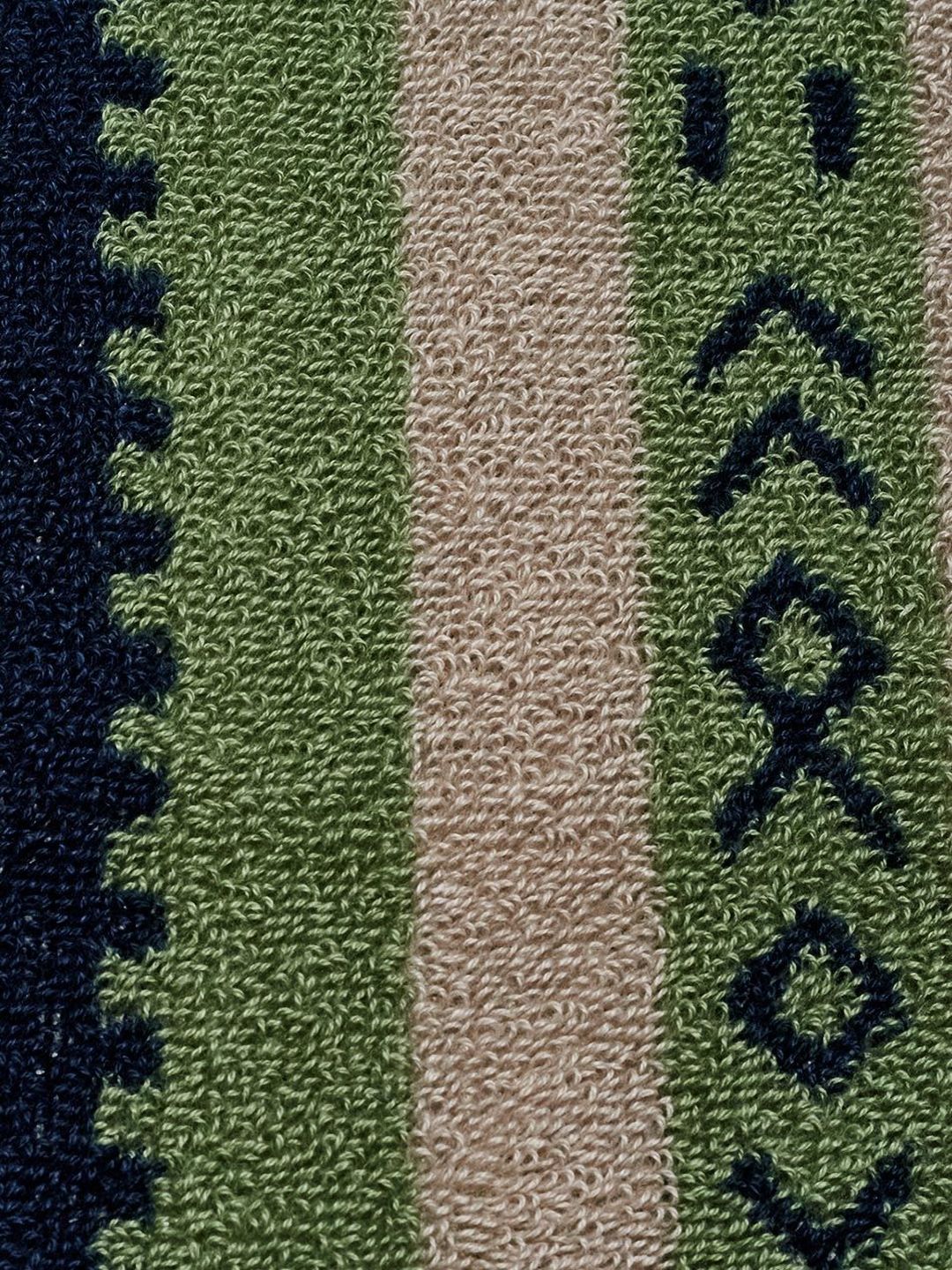 Fabindia Raina Navy Blue & Green Geometric Cotton 570 GSM Bath Towel-picture-23