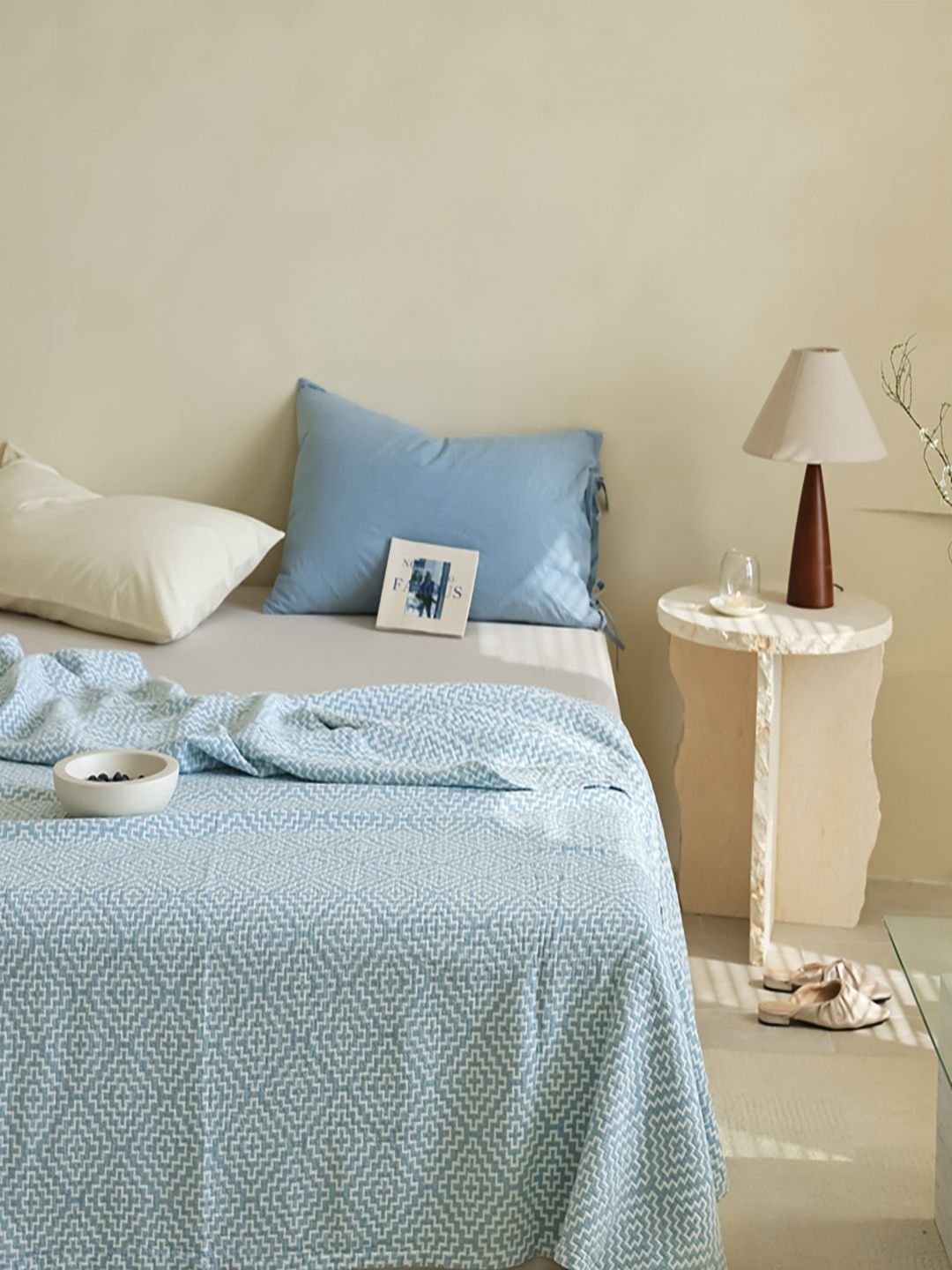 JC HOME Blue & White Geometric AC Room 300 GSM Double Bed Quilt-picture-20