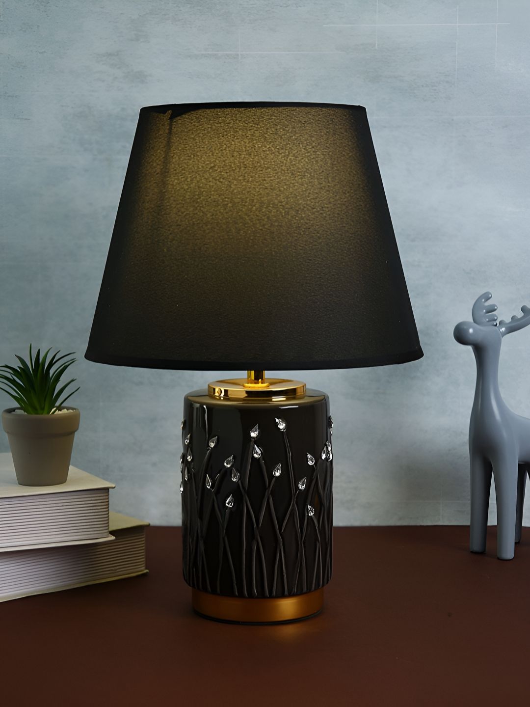 TAYHAA Black Ceramic Contemporary Frustum Shaped Table Lamp-picture-35