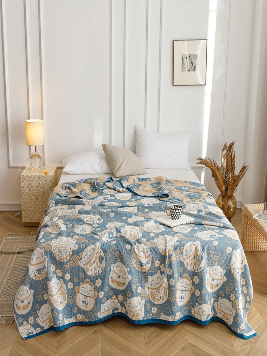 JC HOME Blue & White Cartoon Characters AC Room 350 GSM Single Bed Quilt-picture-25