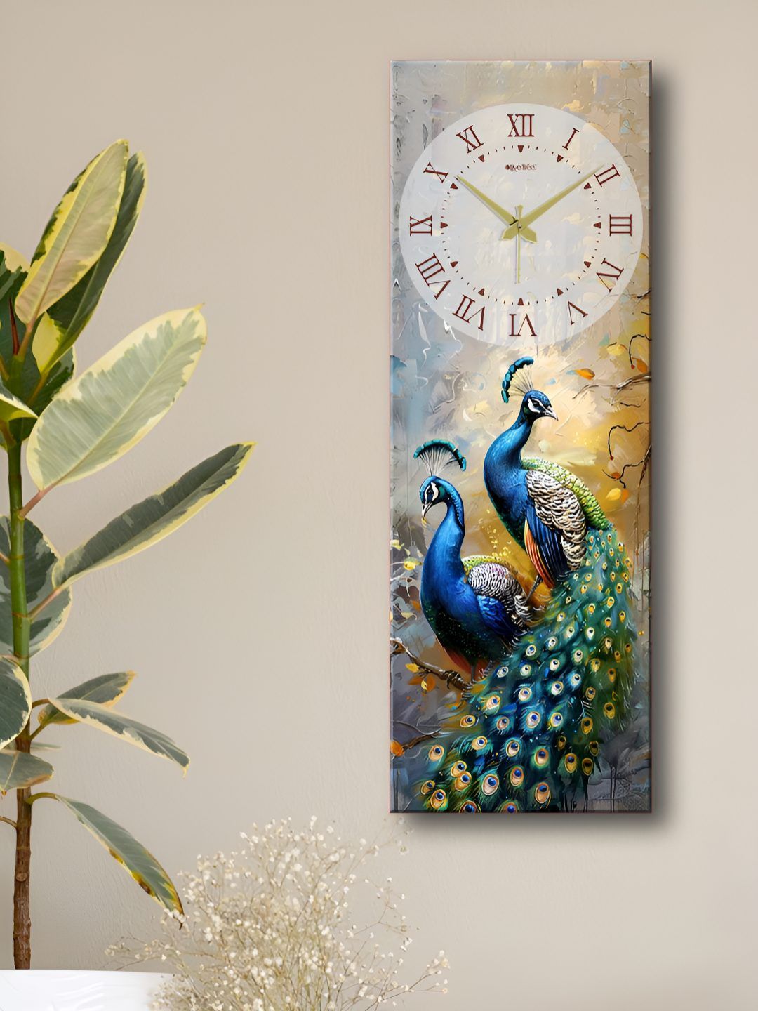 OLIVE TREE Green & Blue Printed Wooden Analogue Traditional Wall Clock-image-38