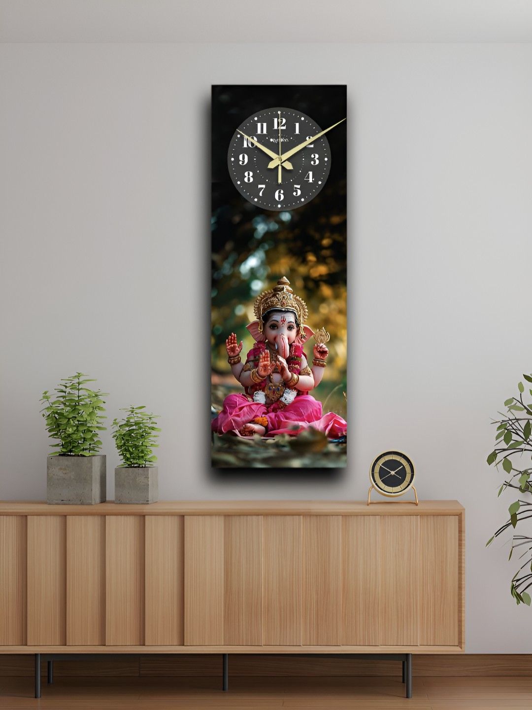 OLIVE TREE Black & Pink Printed Wooden Analogue Traditional Wall Clock-image-37