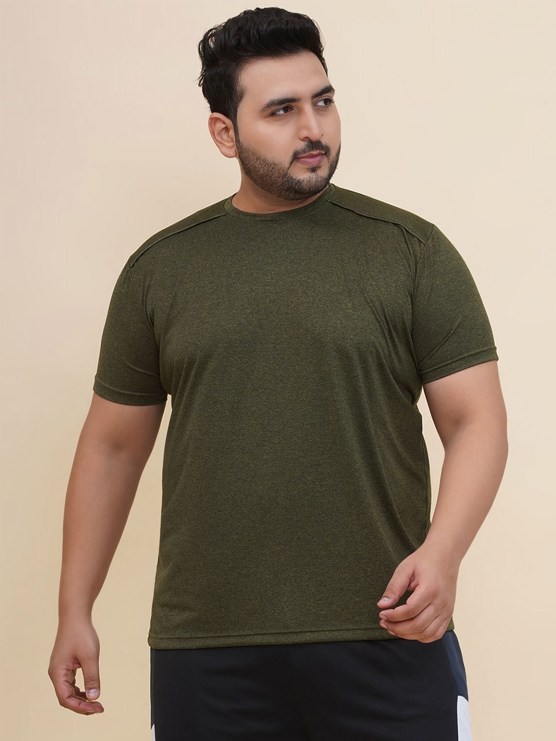 John Pride Men Solid Round Neck Plus Size T-shirt-image-6