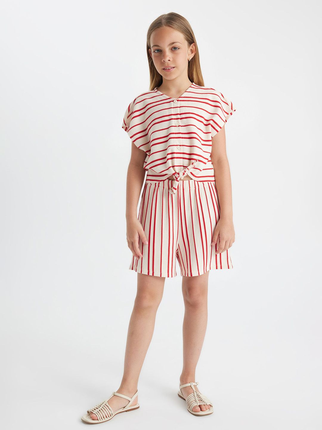 DeFacto Girls Striped Waist Tie-Ups Playsuit-picture-20