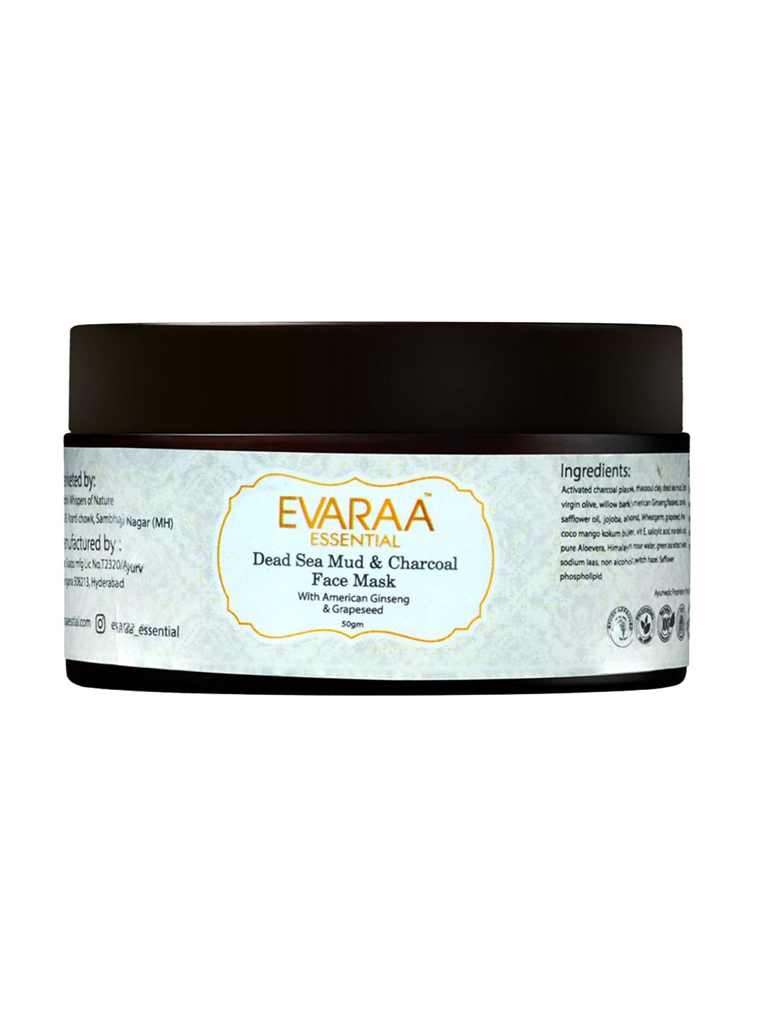 EVARAA ESSENTIAL Dead Sea Mud & Charcoal Face Mask With Grapeseed-50g-picture-13