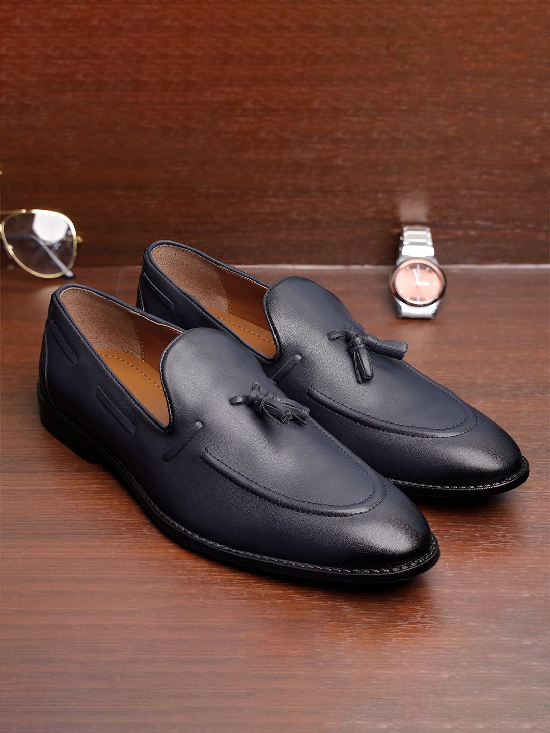 LOUIS STITCH Men Leatherette Formal Slip On Shoes Tassel Moccasins