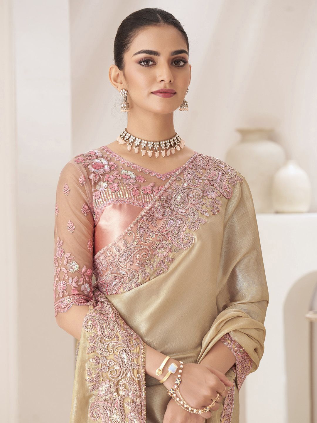 Mitera Sequinned Pure Chiffon Saree-picture-31
