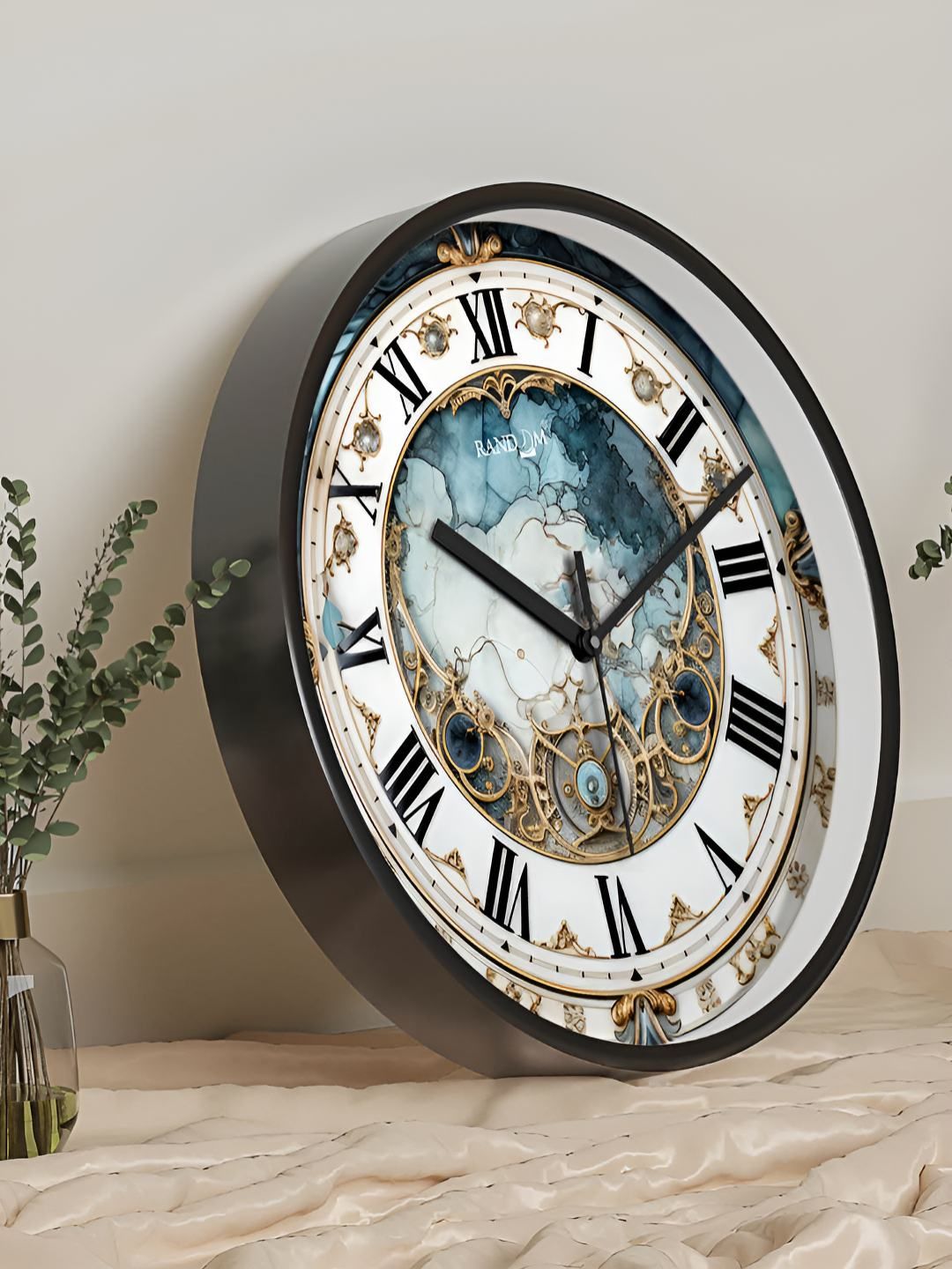 RANDOM Black & Brown Printed Contemporary Wall Clock