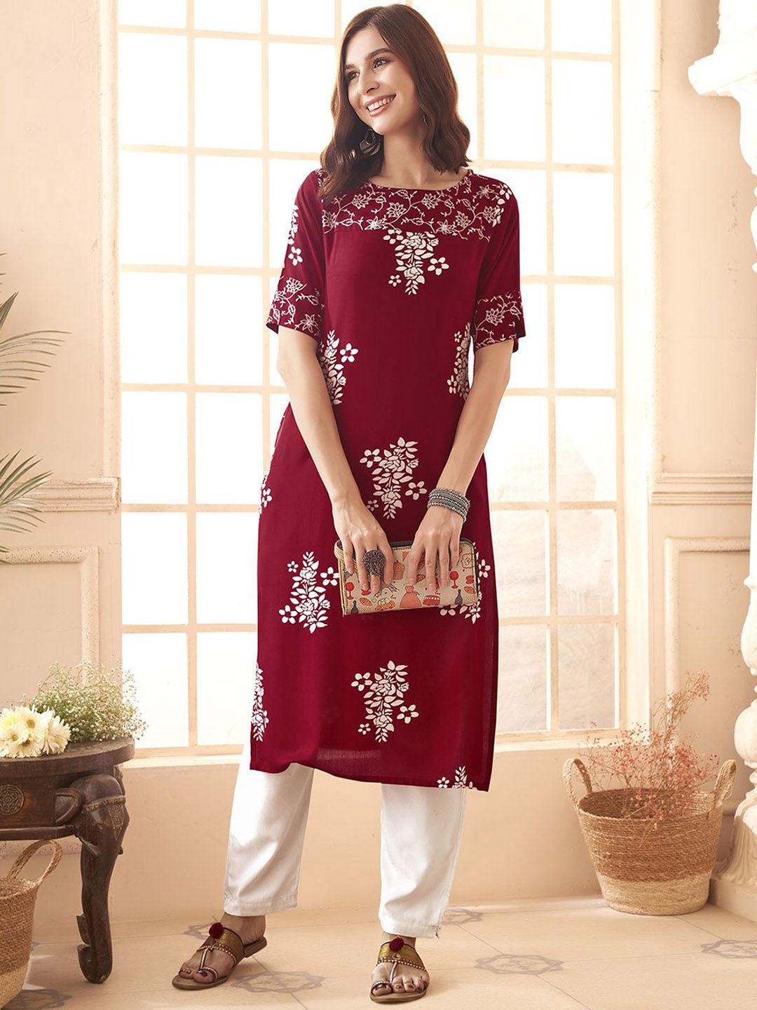 Anouk Women Floral Printed Thread Work Kurta-picture-29