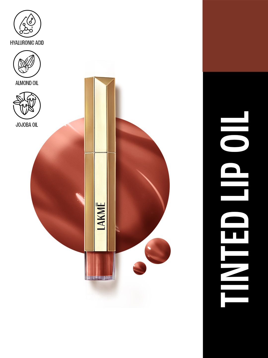 Lakme 9to5 Overtime Shine Tinted Lip Oil Gloss With Almond Oil 5.3ml - Cocoa Truffle-image-29