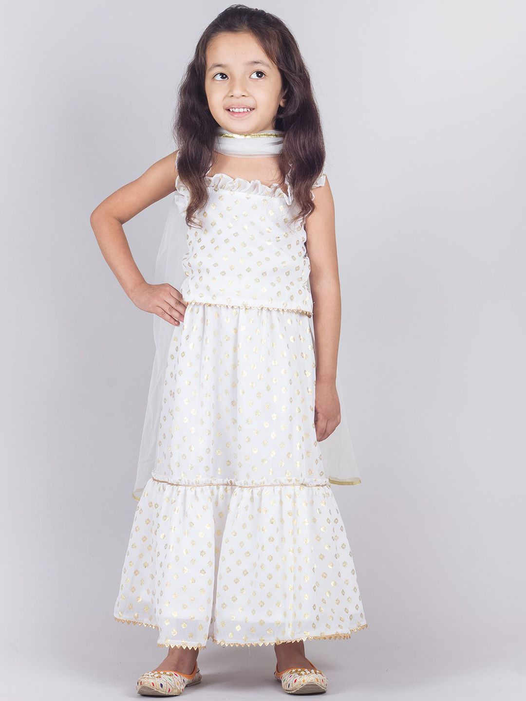 Tangerine Closet Girls Floral Embroidered Regular Thread Work Top with Sharara & With Dupatta-picture-46