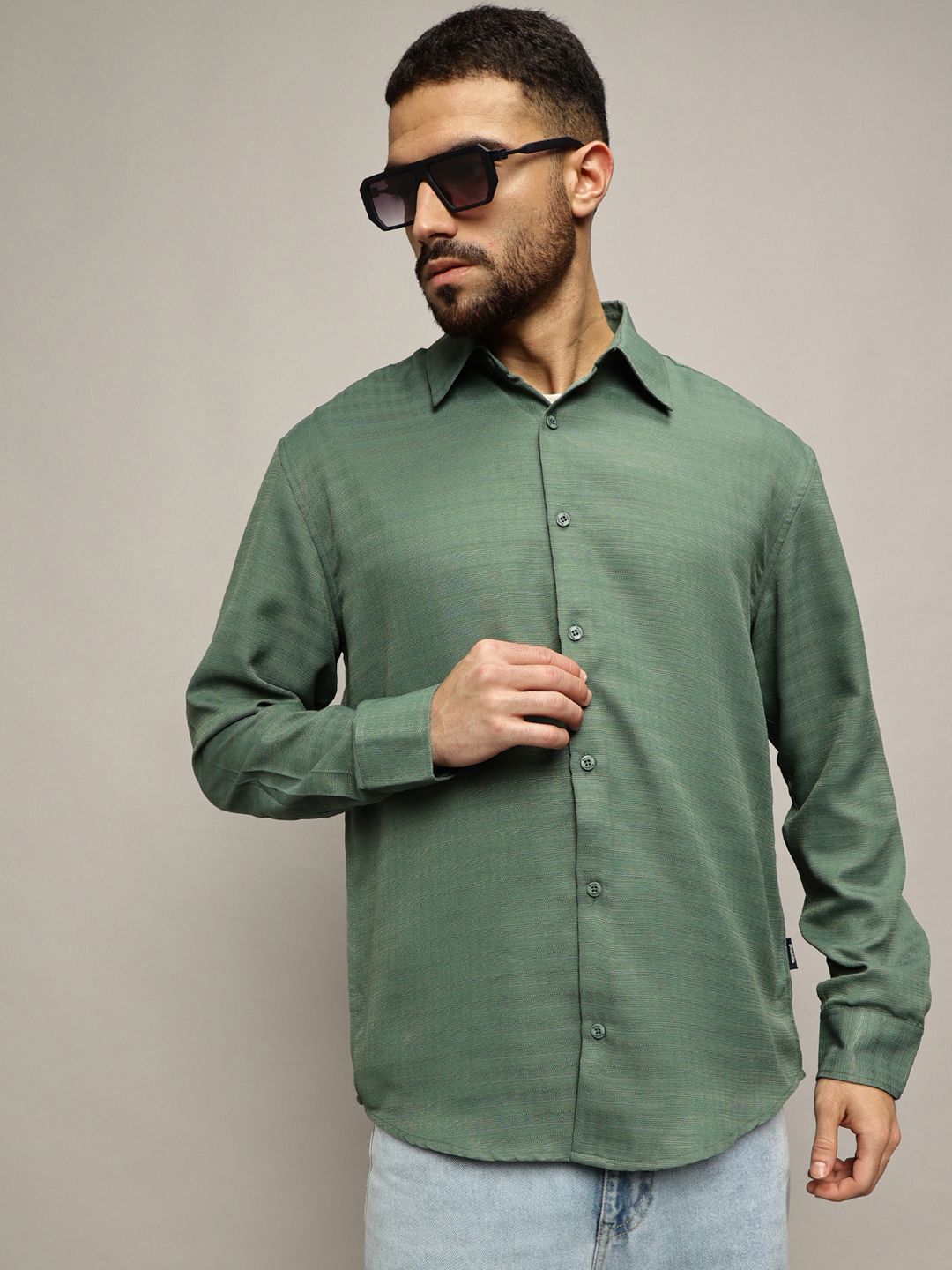 roadster The Lifestyle Co. Men Premium Spread Collar Solid Cotton Oversized Casual Shirt-picture-10
