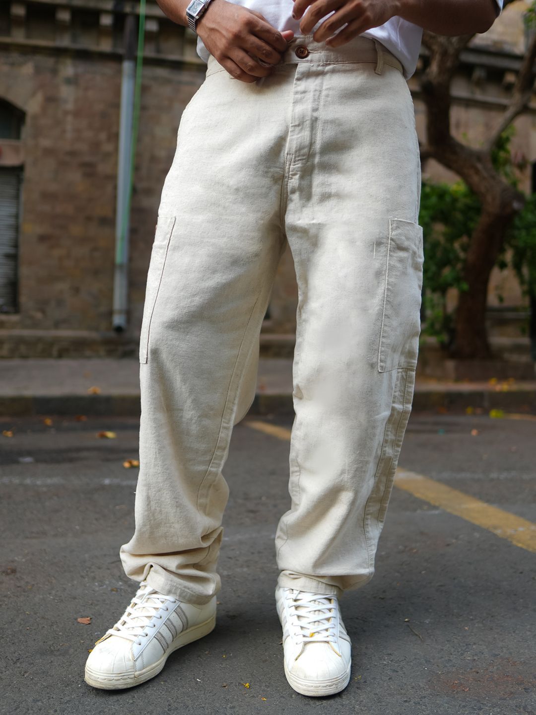 Powerlook Men Loose Fit Pure Cotton Cargo Trousers-picture-19