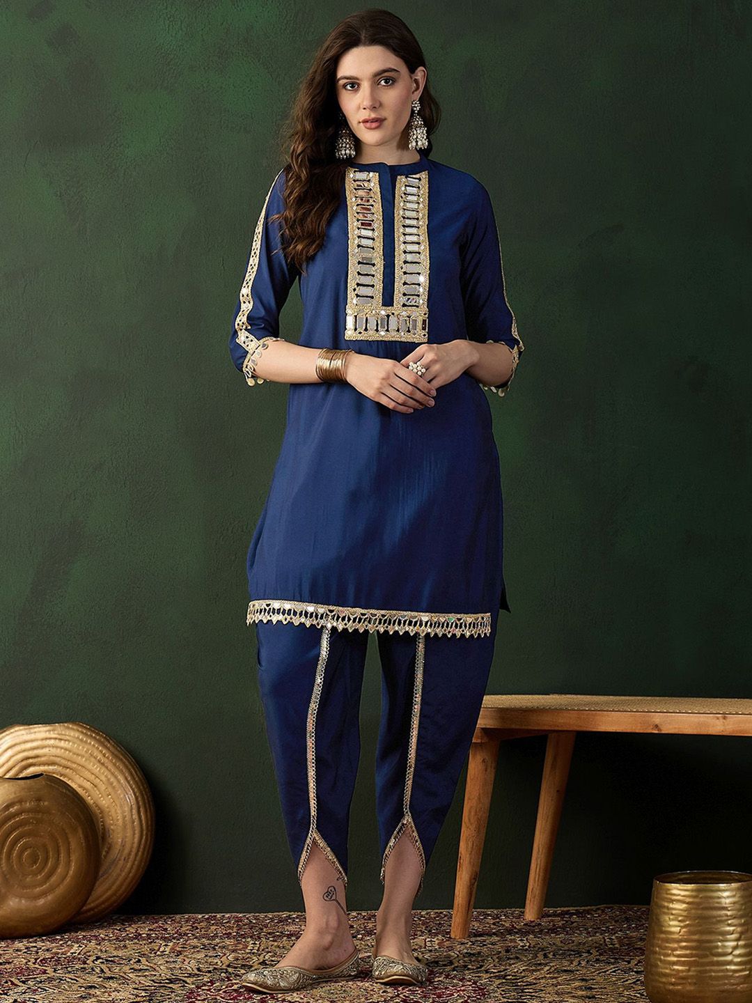 Sangria Embellished Tunic With Trouser Co-Ords