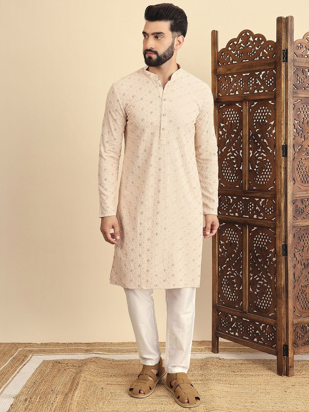 House of Pataudi Embroidered Straight Kurtas