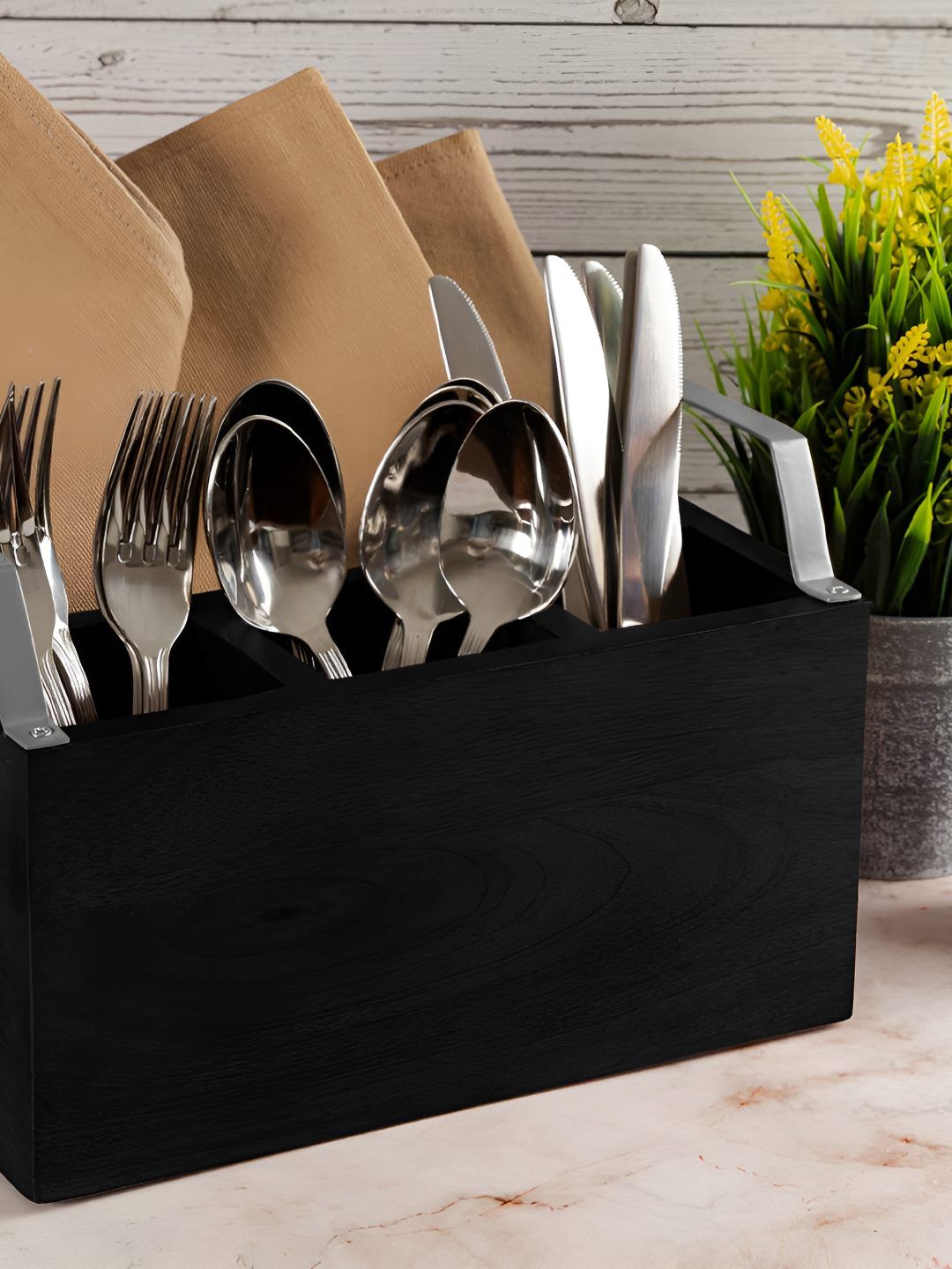 Metalsmith Black Wooden Cutlery Holder-image-41